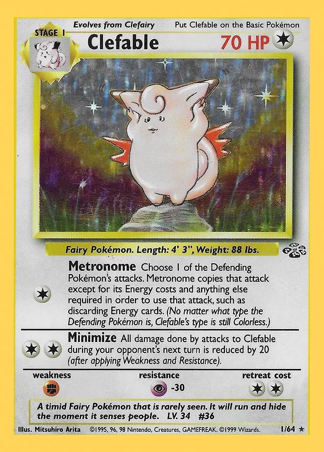 Pokémon TCG - Clefable - 1/64 - Holo Unlimited - Jungle Unlimited [Light Play]