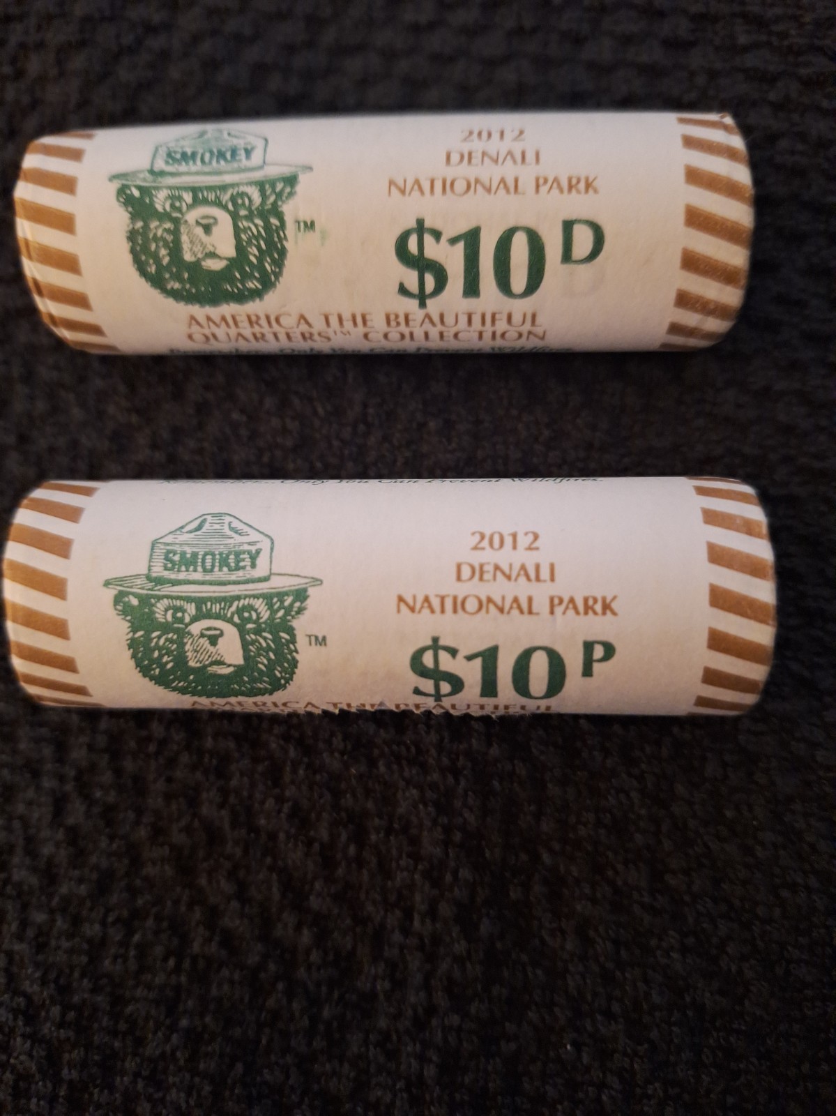 * 2 $10 rolls Denali National Park Quarters/ Smokey the Bear Mint Wrapping P,D* * 2 $10 rolls Denali National Park Quarters/ Smokey the Bear Mint Wrapping P,D*
