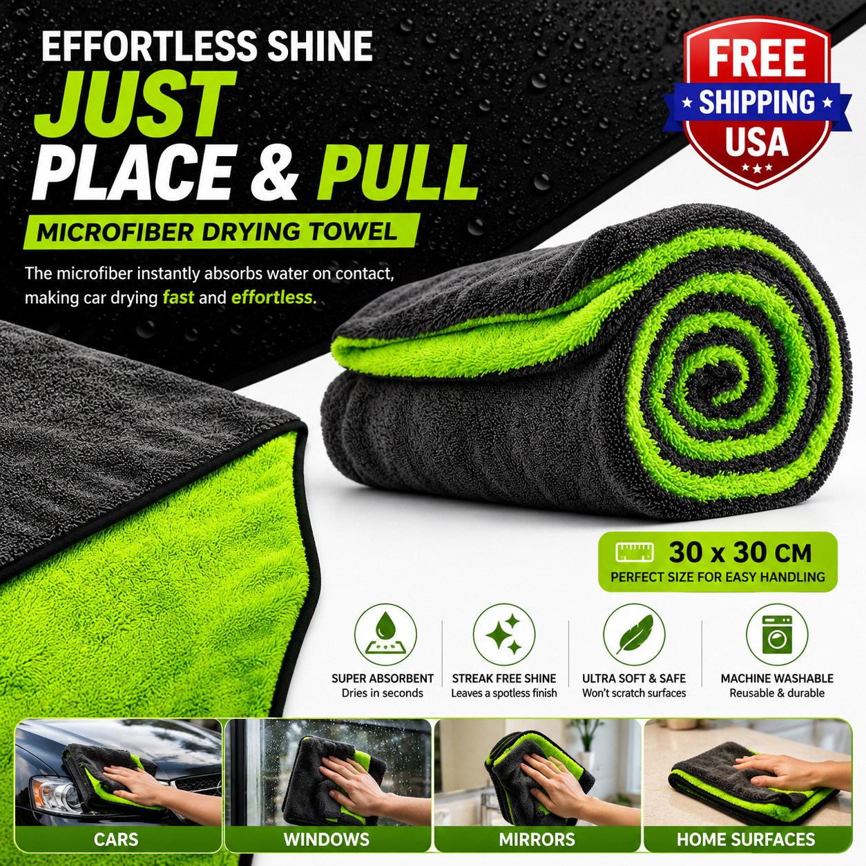 36x24in Microfiber Car Drying Towel 1400GSM Streak Free Auto Wash Cloth 36x24in Microfiber Car Drying Towel 1400GSM Streak Free Auto Wash Cloth