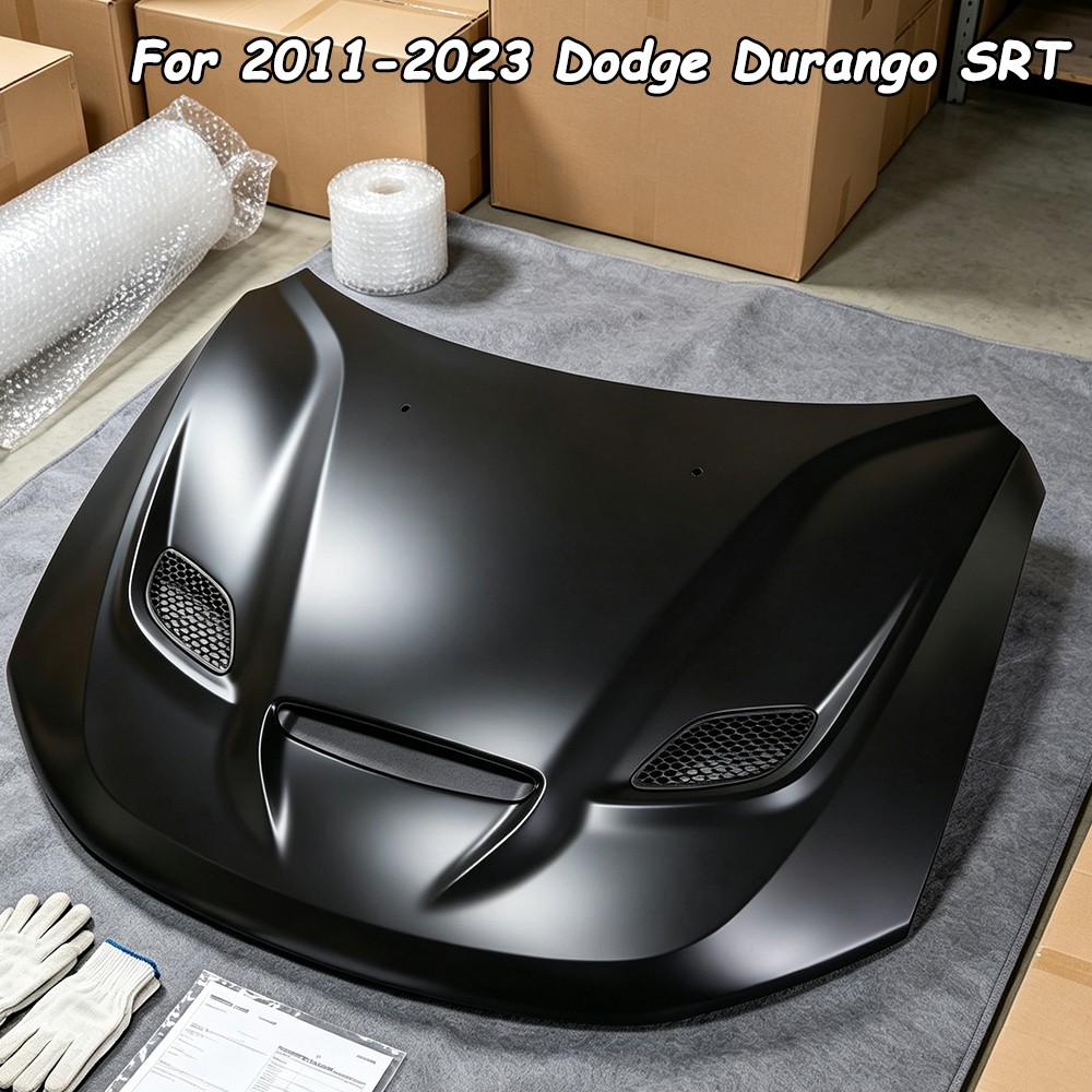 For 2011 - 2023 Dodge Durango SRT Style Hood Panel Aluminum Black with Scoops