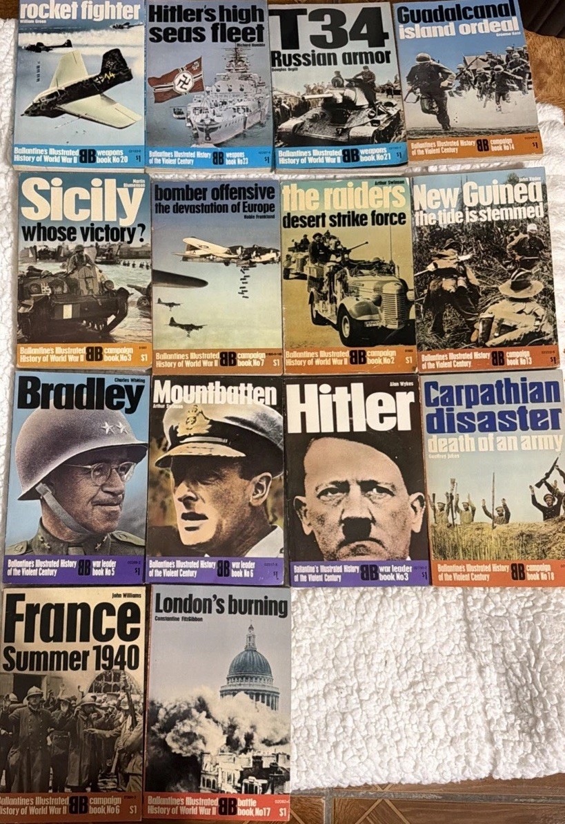 Ballantine’s Illustrated WWII History 14 Book Lot Vintage Military Paperback