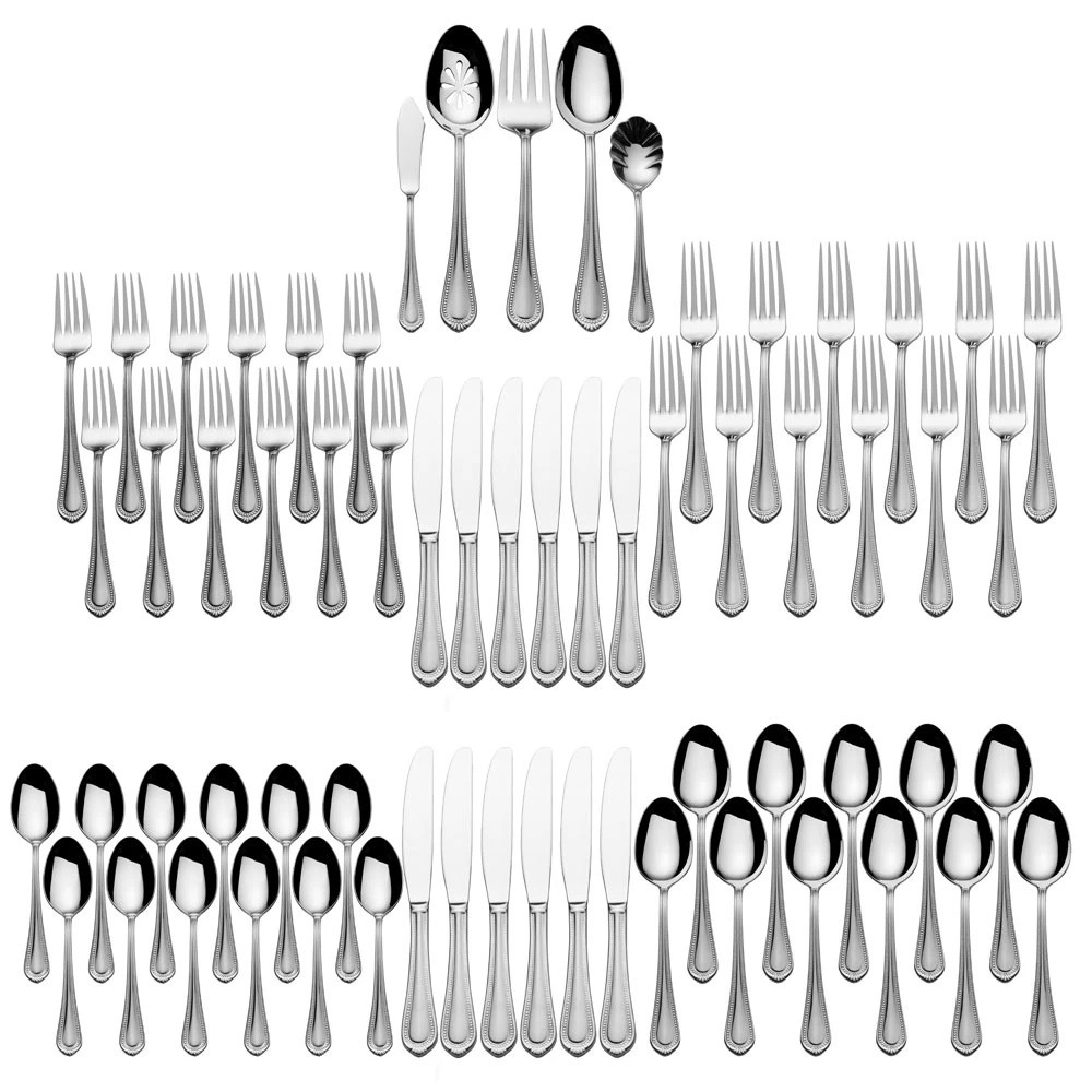 Mikasa Regent Bead 18/10 Stainless Steel 65pc. Flatware Set (Service for Twelve)