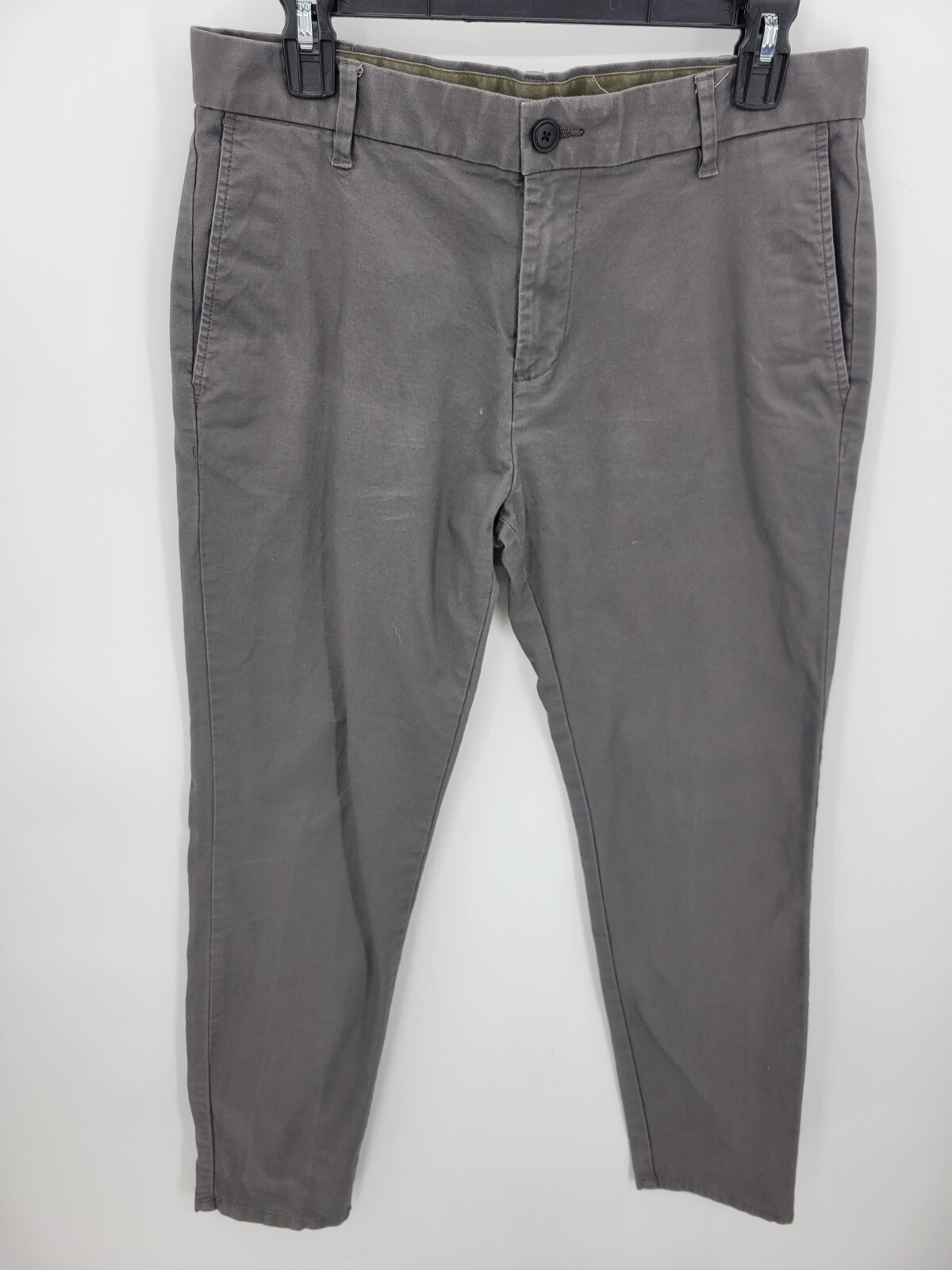 Zara Man Pants Mens 31 Gray Flat Front Tapered Chino Preppy Modern Business