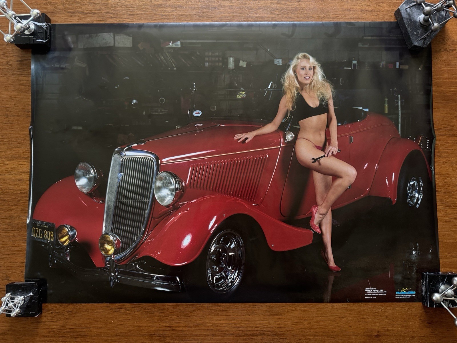 Vintage Heather Ley 1934 Ford Roadster Poster Hope Girl Babe Man Cave New NOS 