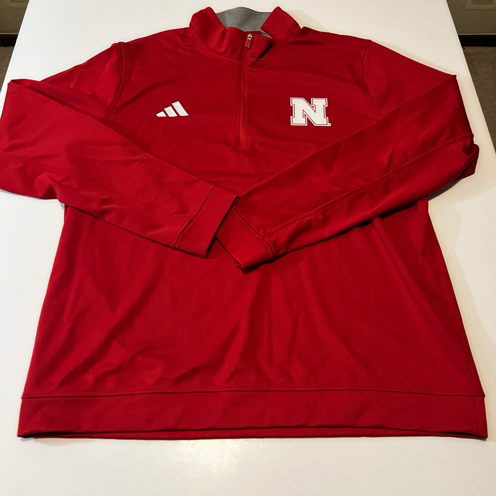 Adidas Nebraska Cornhuskers Mens Elevated Quarter-Zip Pullover Red L Football Adidas Nebraska Cornhuskers Mens Elevated Quarter-Zip Pullover Red L Football