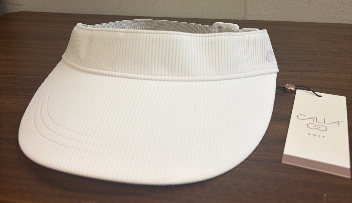 NEW CALIA RIBBED GOLF PERFORMANCE VISOR FOR WOMENS GOLF ADJUSTABLE WHITE