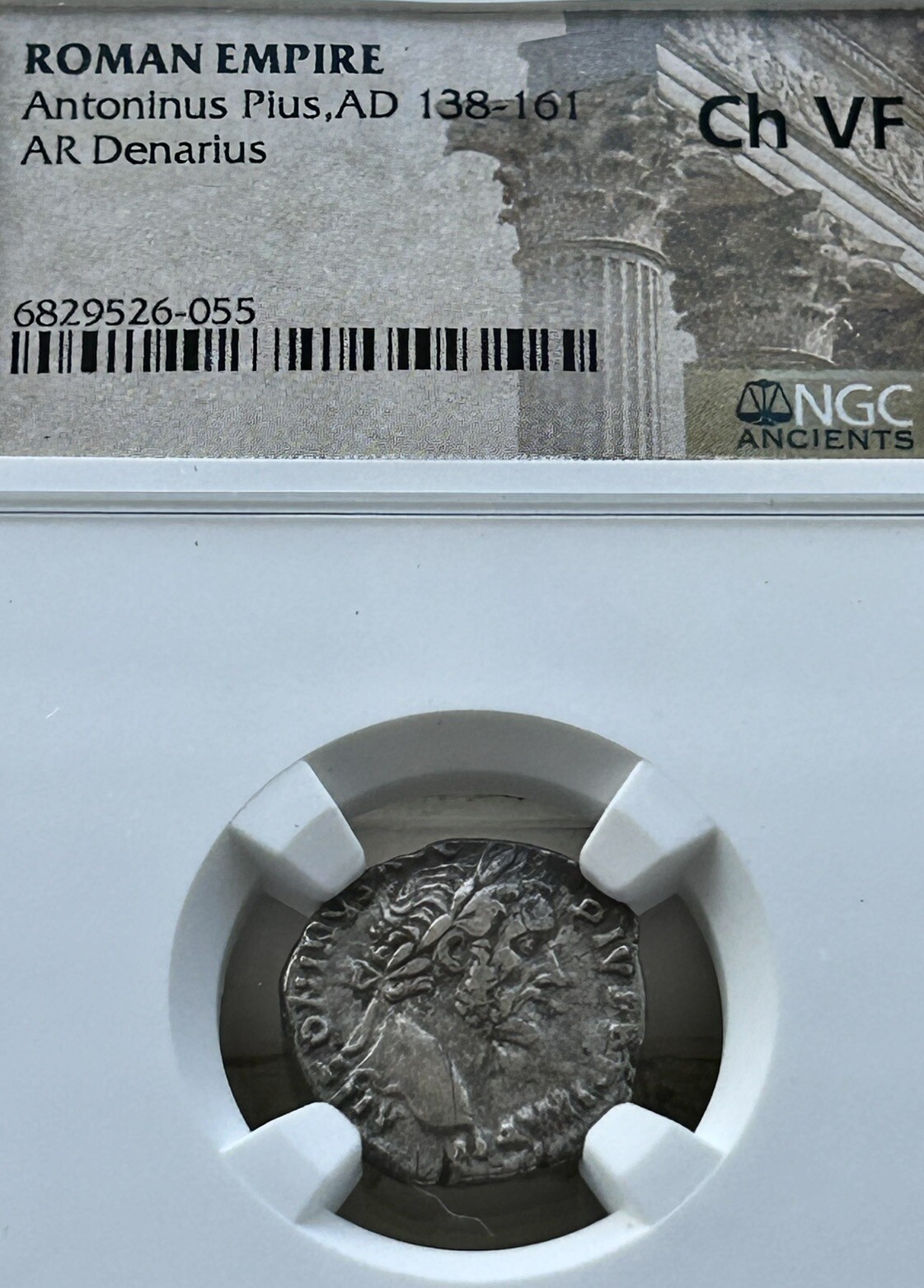 Antoninus Pius AR Denarius NGC Ch VF AD 138-161 Annona