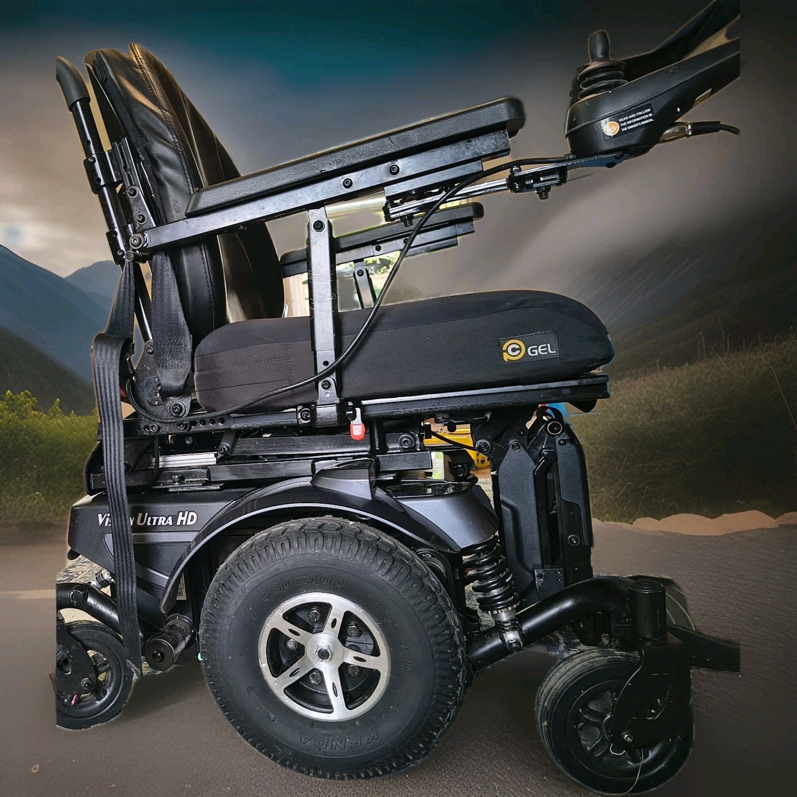 Merits Vision Ultra HD Power Wheelchair Joystick Flat Resistant Tires Black