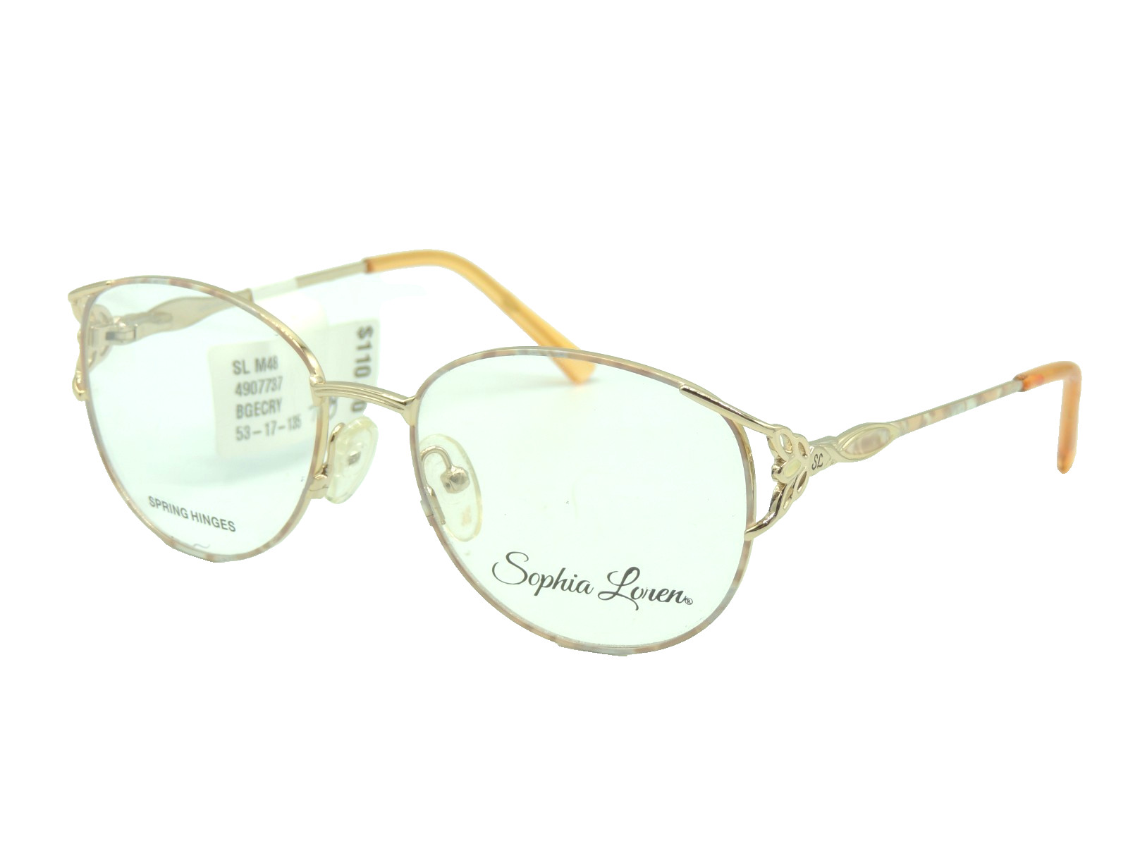 Sophia Loren M48 306 Beige Gold Eyeglass Frame 53 17 135