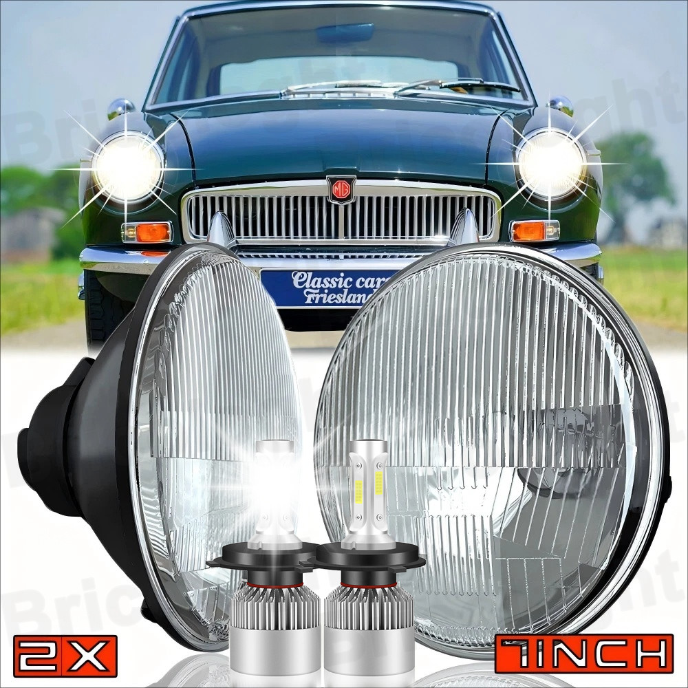 DOT Pair Led 7inch Round Headlights Headlamp High/Low Bulbs for MG MGB 1969-1981