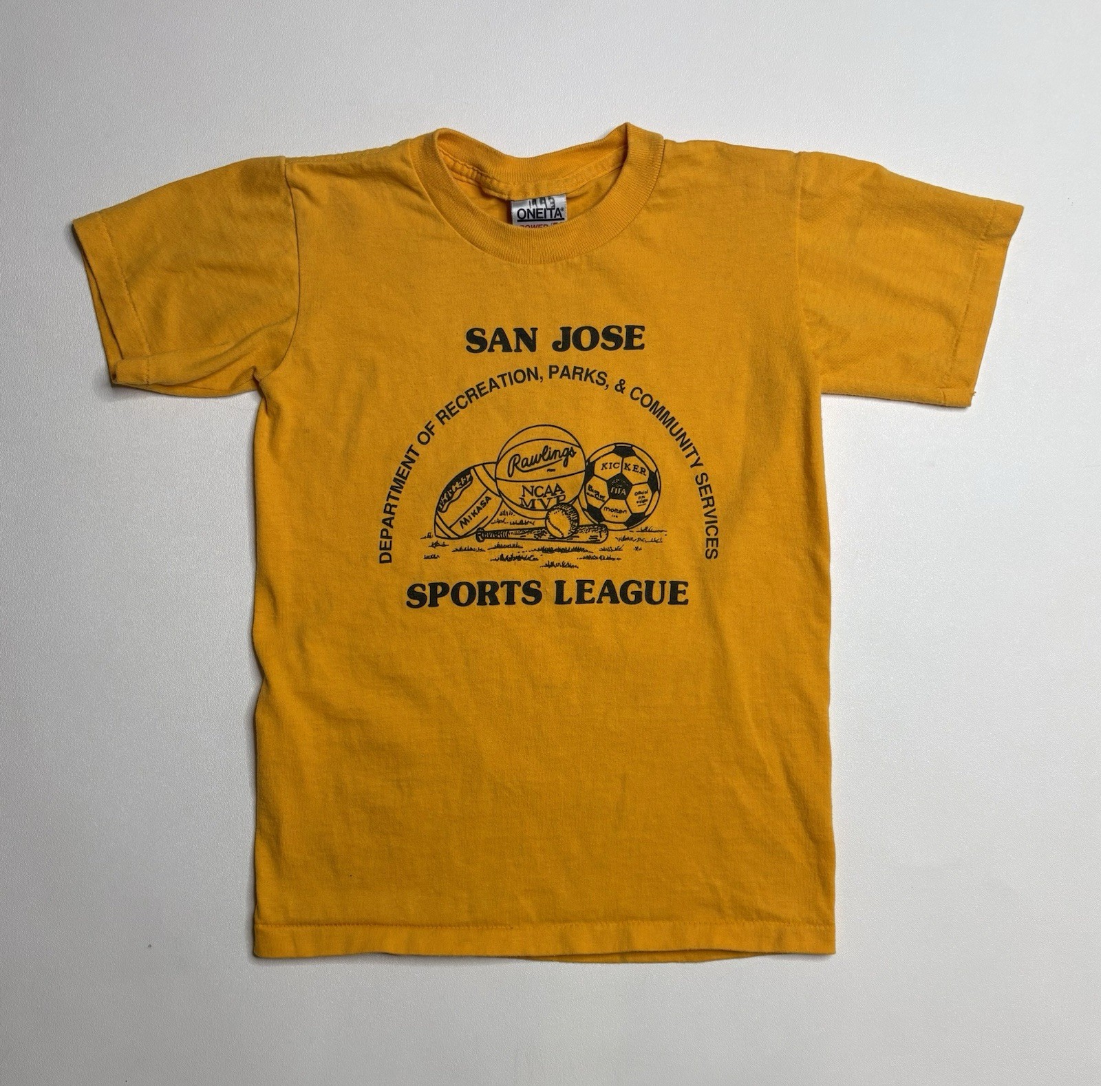 Vintage 90s Kids Youth Single Stitch Oneita San Jose Graphic Tshirt Size M 10-12