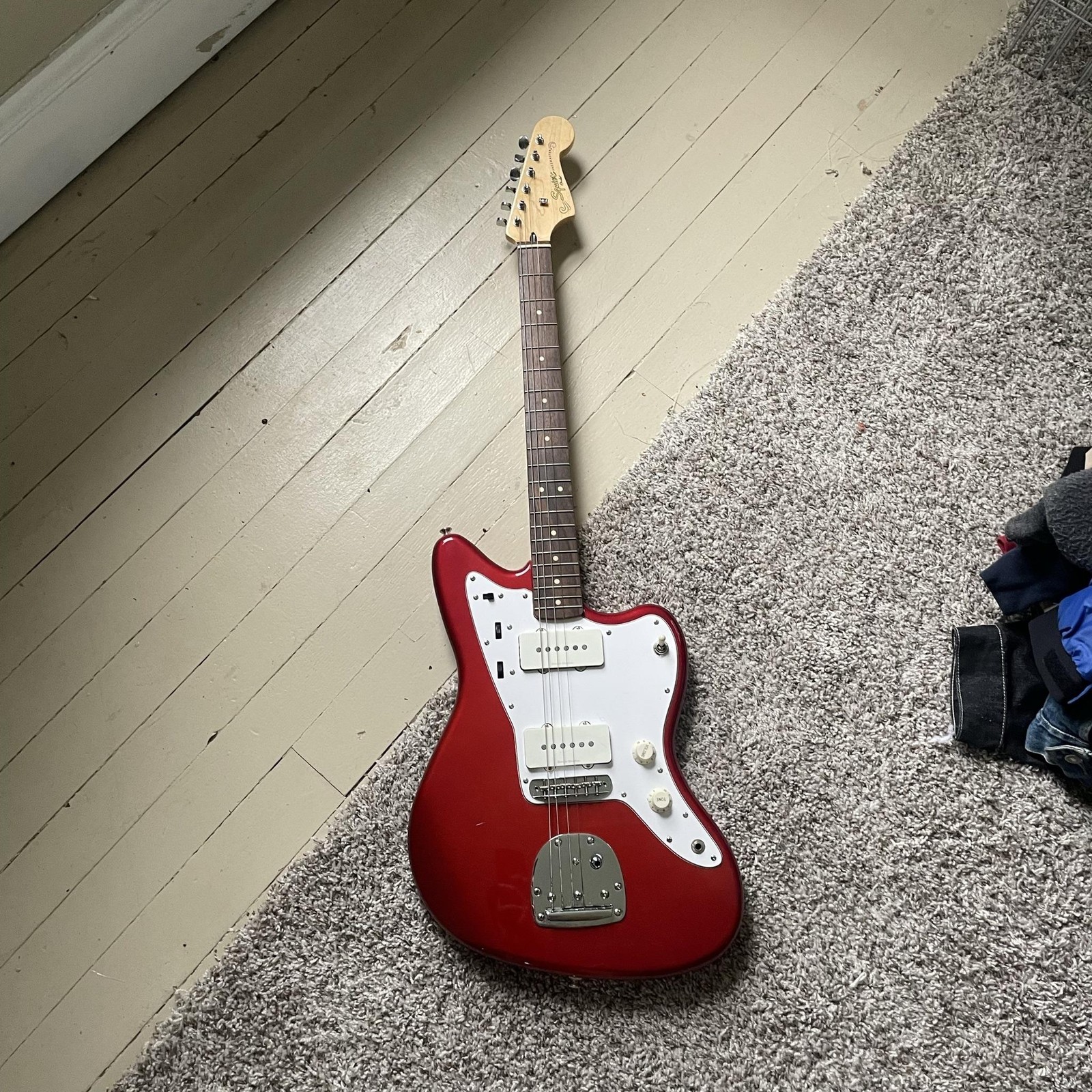 Squier Jazzmaster By Fender Electric Guitar Red Duncan Designed 6-String Read