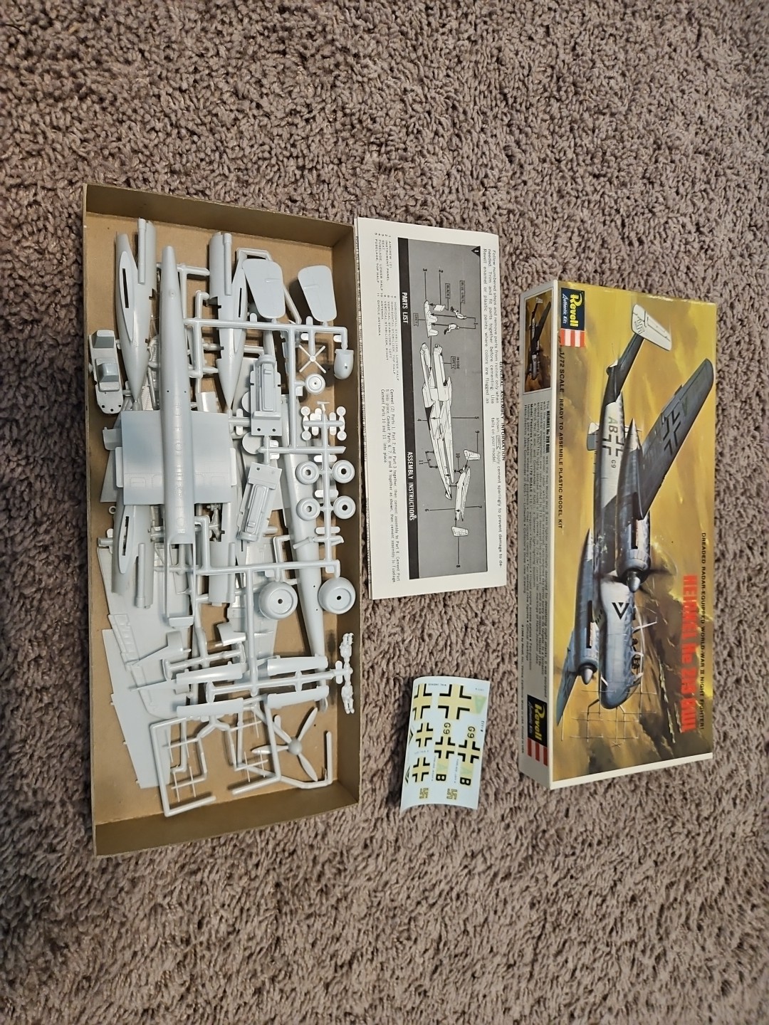 Vintage 1966 Revell 1/72 Scale Heinkel He 219 Owl WWII Airplane Model Kit Vintage 1966 Revell 1/72 Scale Heinkel He 219 Owl WWII Airplane Model Kit