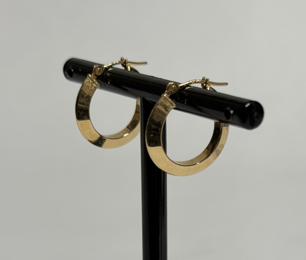 Vintage Signed JCM 14K Yellow Gold Hoop Earrings