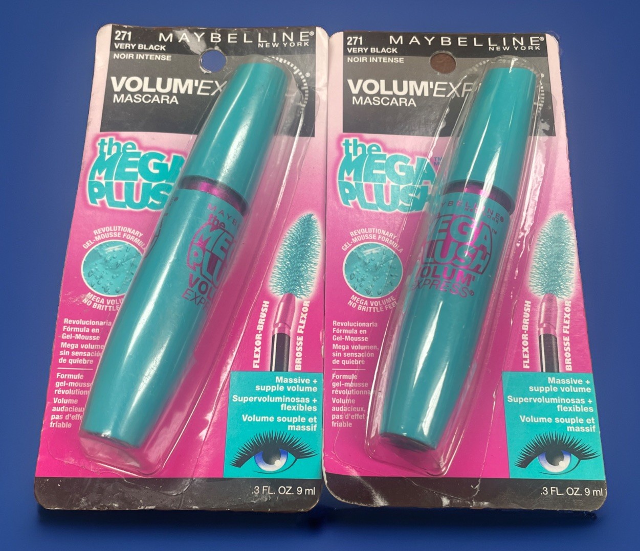 Maybelline Volume\'Express The Mega Plush Mascara 271 Very Black Lot Of 2 Maybelline Volume\'Express The Mega Plush Mascara 271 Very Black Lot Of 2
