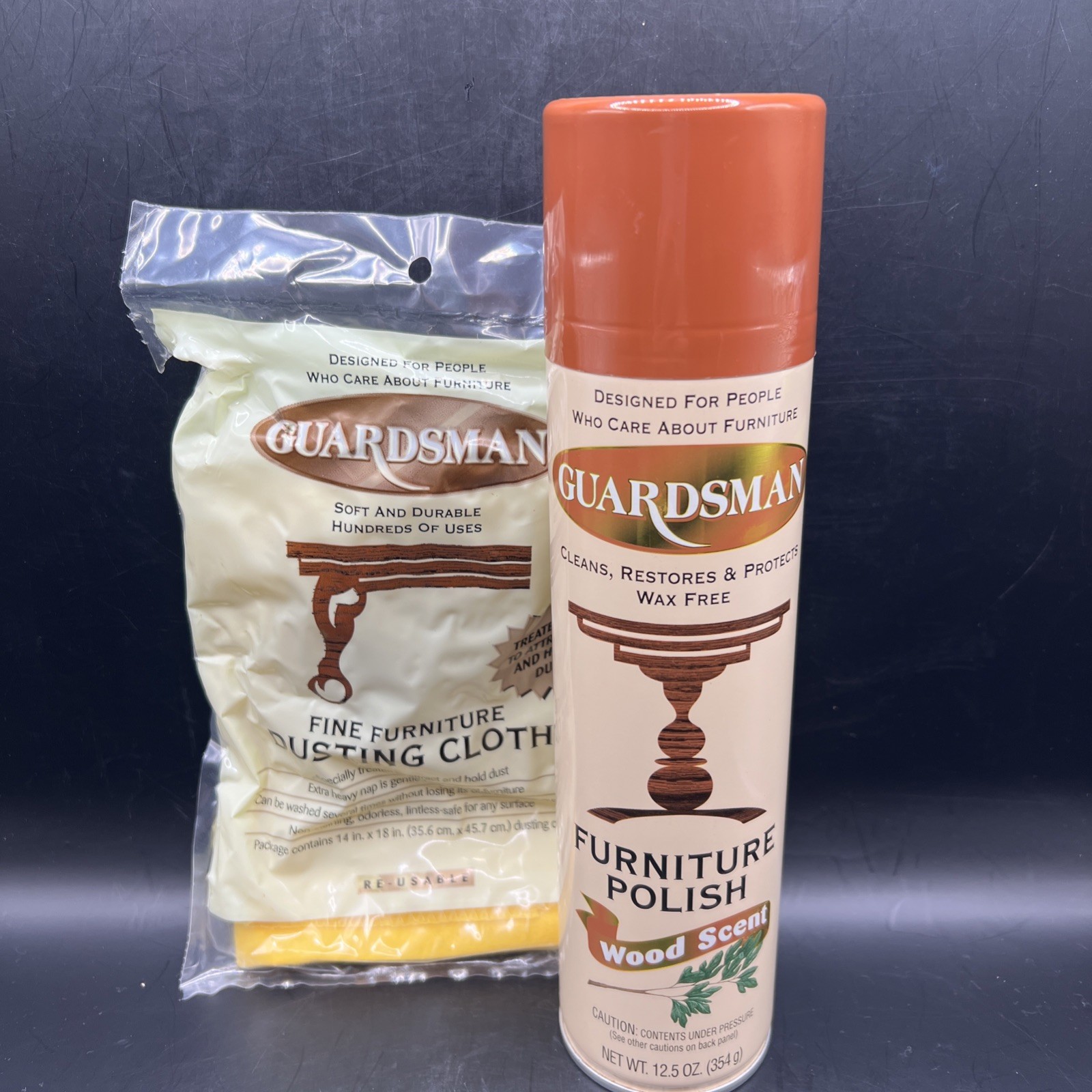 New Discontinued Guardsman Wax-Free Furniture Polish & Cloth Wood Scent 12.5oz New Discontinued Guardsman Wax-Free Furniture Polish & Cloth Wood Scent 12.5oz
