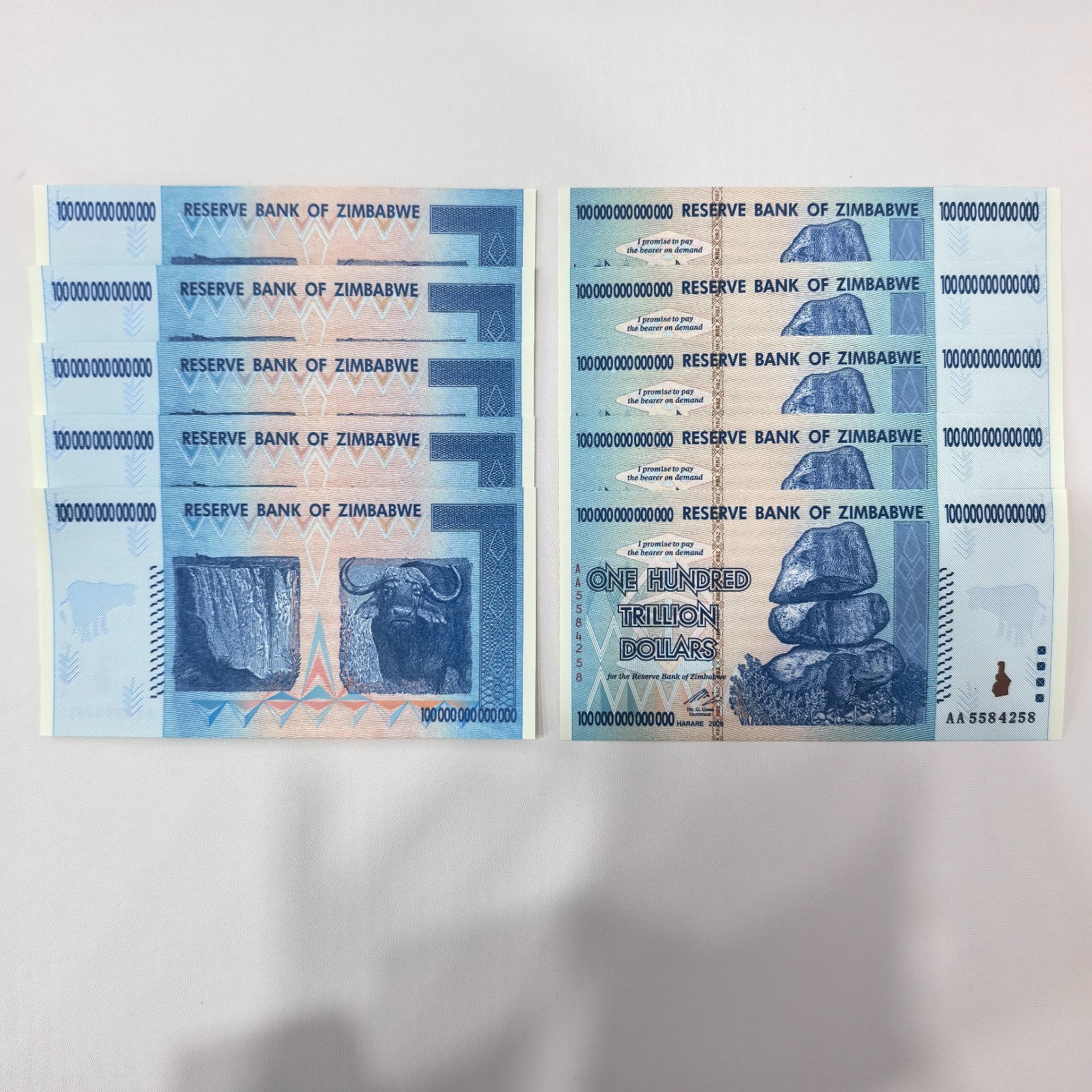 Zimbabwean ONE HUNDRED TRILLION DOILARS 2008 Banknote Uncirculated 10PCS Zimbabwean ONE HUNDRED TRILLION DOILARS 2008 Banknote Uncirculated 10PCS