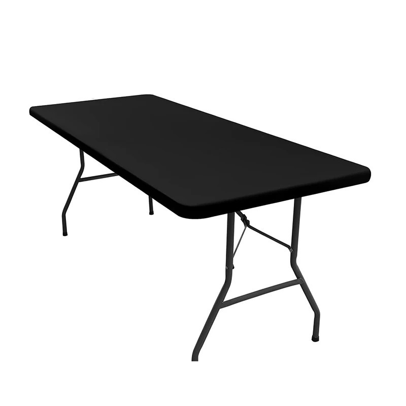 6FtPlastic Folding Table cover Ideal for Indoor/Outdoor Dining & Party Use Black