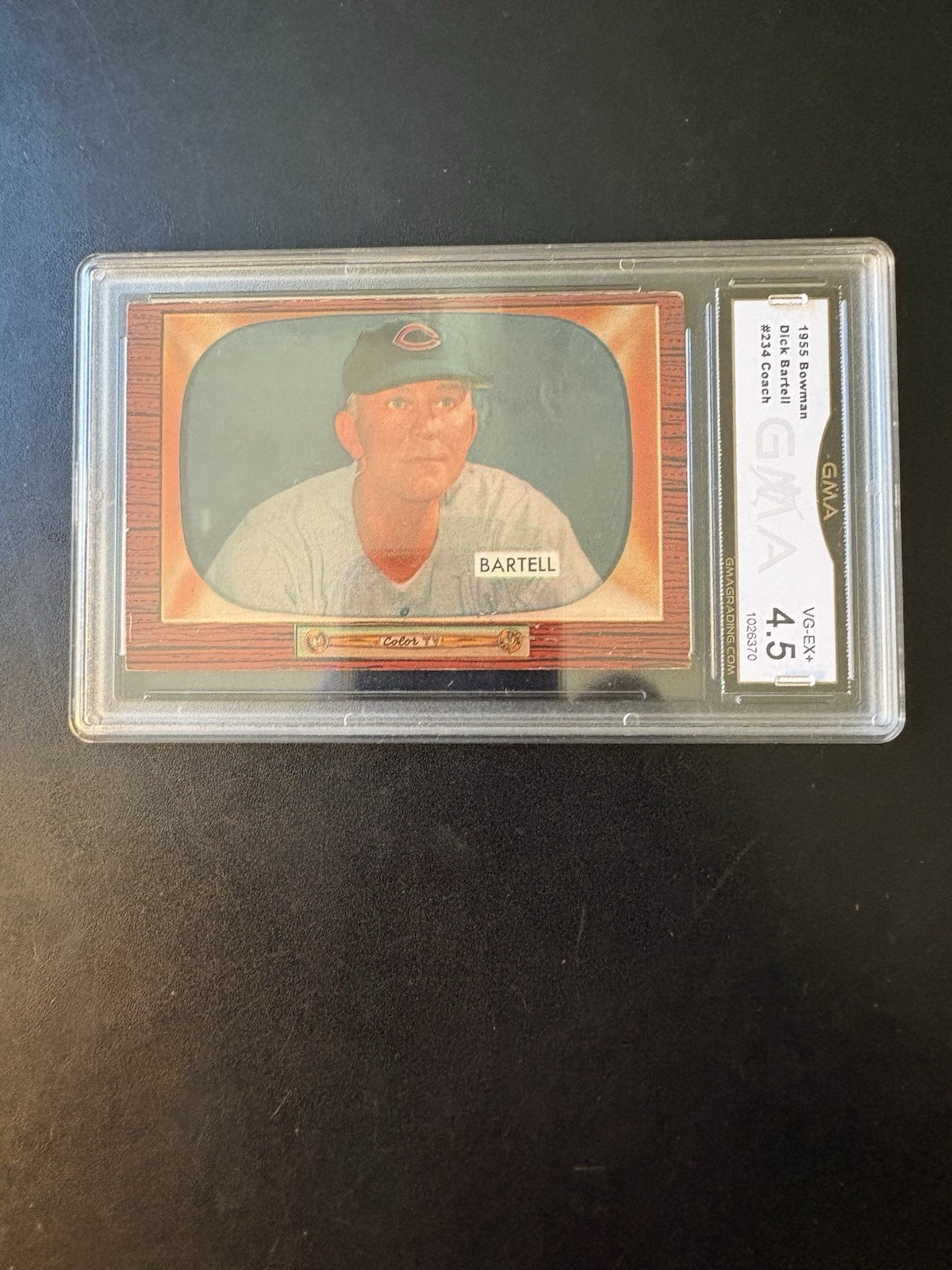 1954 Bowman Card # 234 Bartell Coach Reds Graded GMA 4.5 VG-EX+ 1954 Bowman Card # 234 Bartell Coach Reds Graded GMA 4.5 VG-EX+