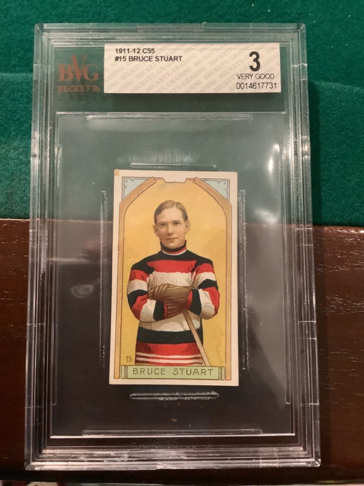1911/12 IMPERIAL TOBACCO ITC C55 HOCKEY CARD #15 BRUCE STUART BVG 3 R101 1911/12 IMPERIAL TOBACCO ITC C55 HOCKEY CARD #15 BRUCE STUART BVG 3 R101