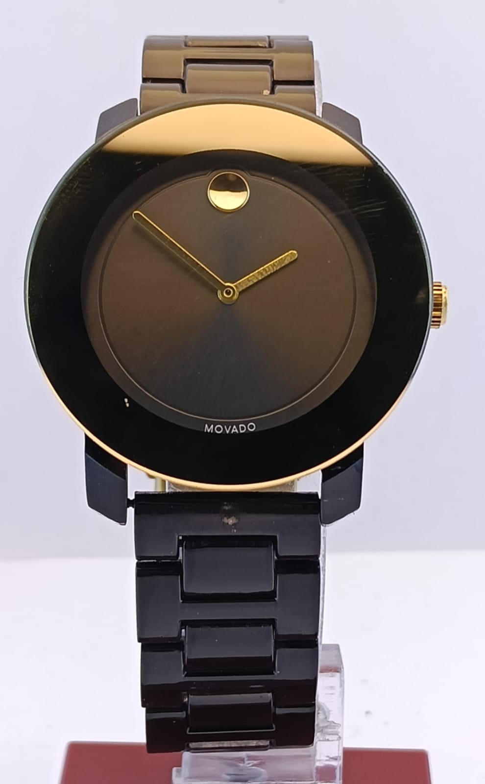 Vintage Men\'s Movado Bold Black Dial Quartz Working Condition Wristwatch