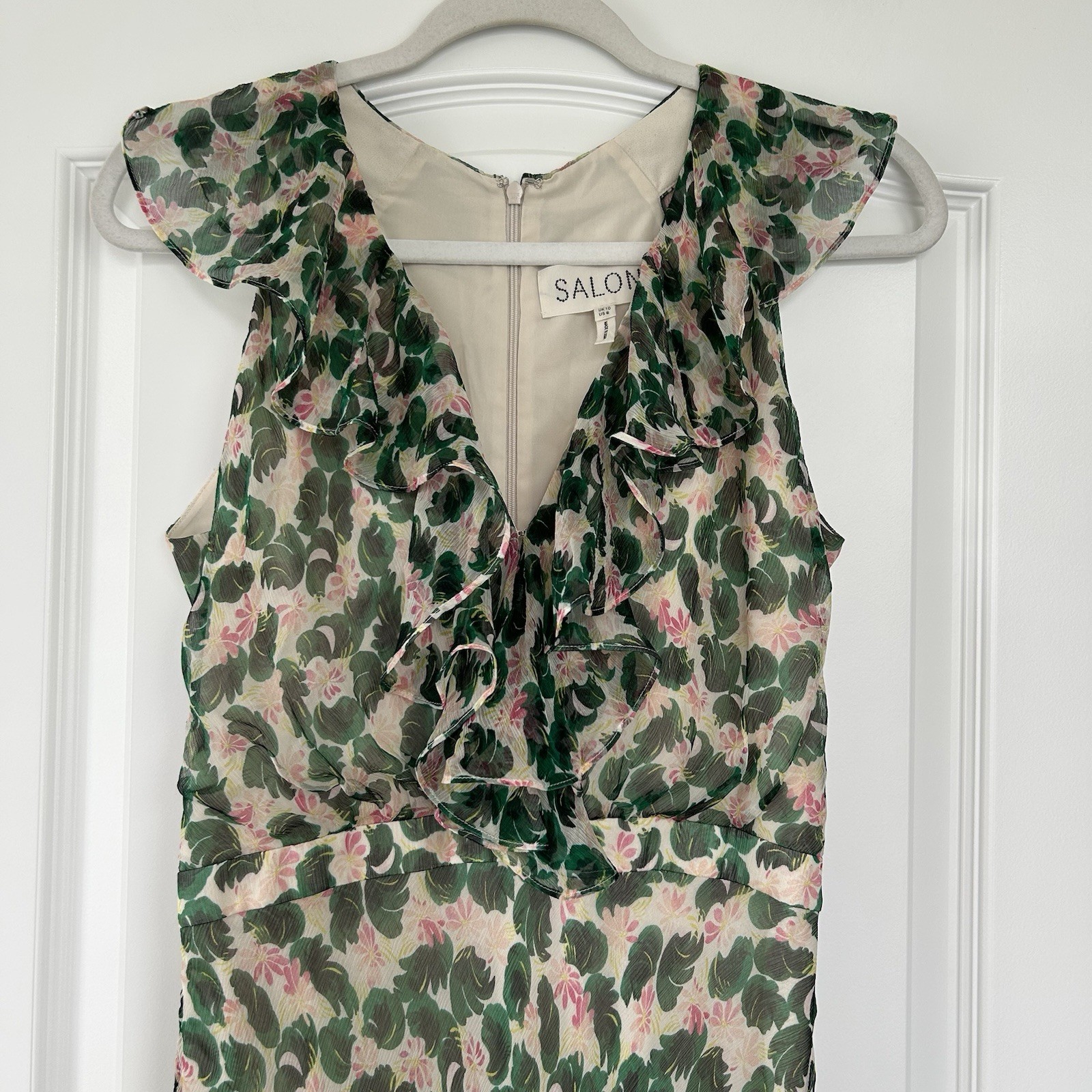 Saloni Rita Printed Silk Ruffle Maxi Dress 6 Floral Chiffon Crinkle Eleg G2U Saloni Rita Printed Silk Ruffle Maxi Dress 6 Floral Chiffon Crinkle Eleg G2U