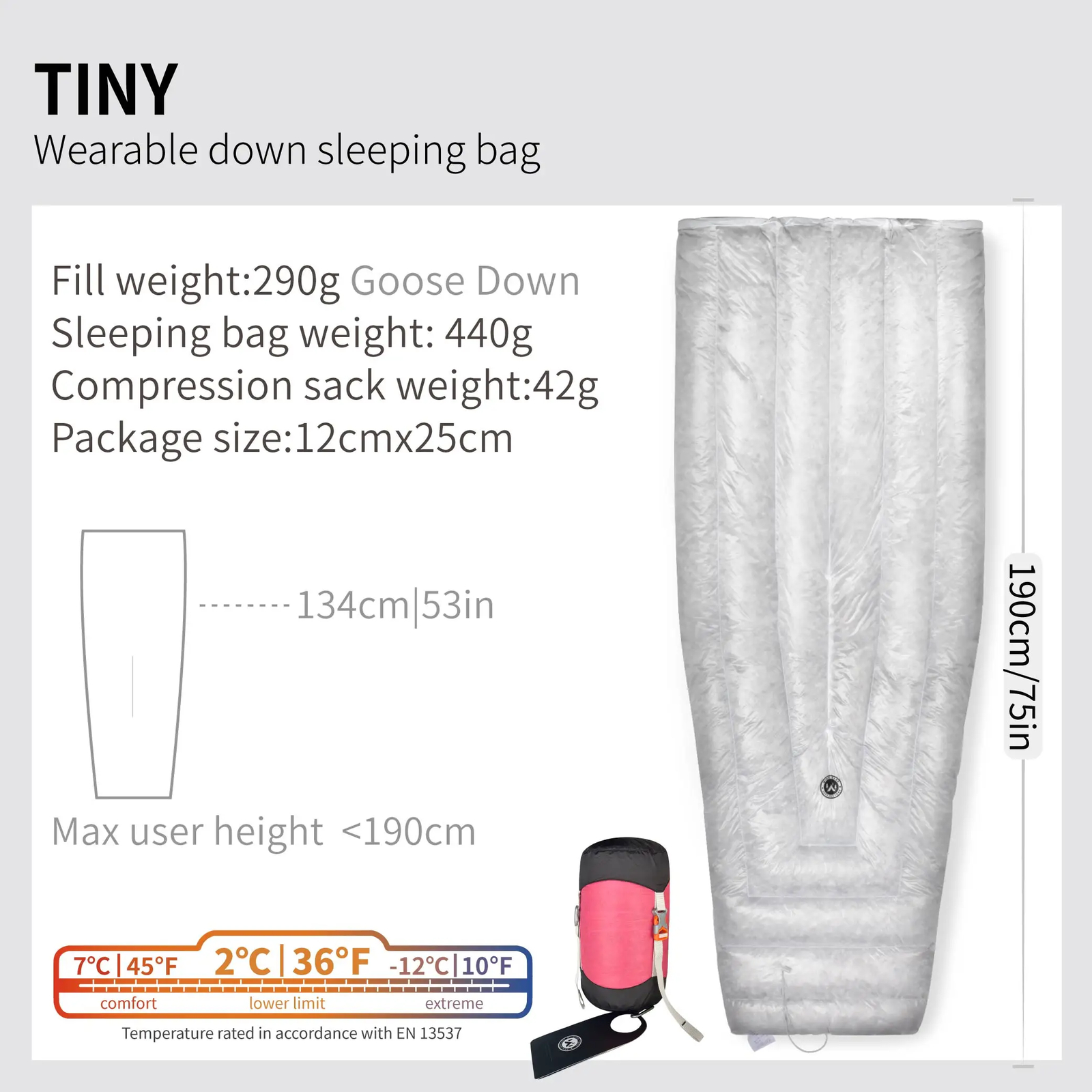 AEGISMAX Wind Hard Tiny 2 Degree Down Sleeping Bag Camping Wearable Quilt 800FP