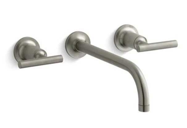 Kohler Purist 1.2 GPM Wall Mounted Widespread Bathroom Faucet K-T14414-4-BN Kohler Purist 1.2 GPM Wall Mounted Widespread Bathroom Faucet K-T14414-4-BN