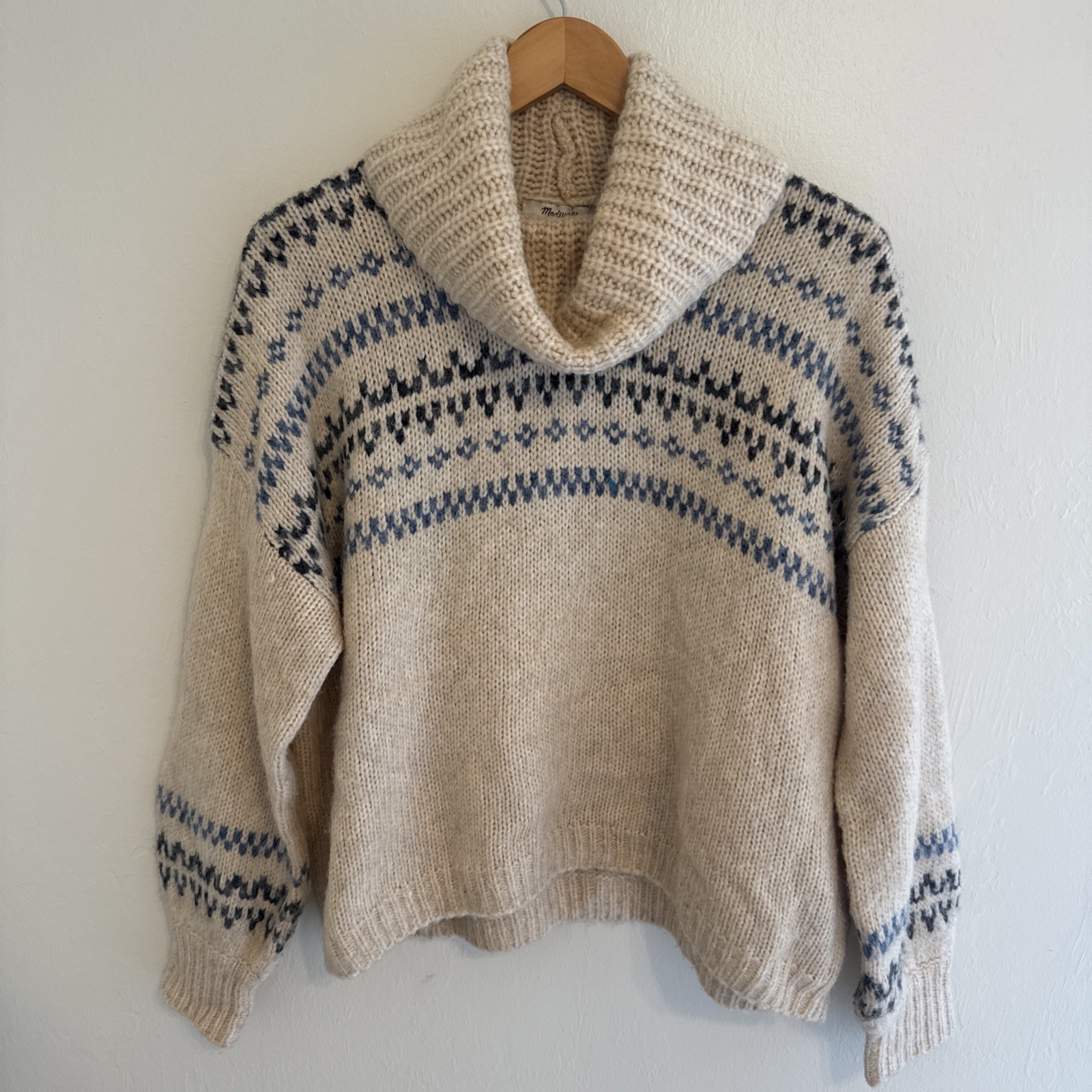 Madewell Sweater Womens Medium Somerveil Fair Isle Turtleneck Wool Blend Boxy