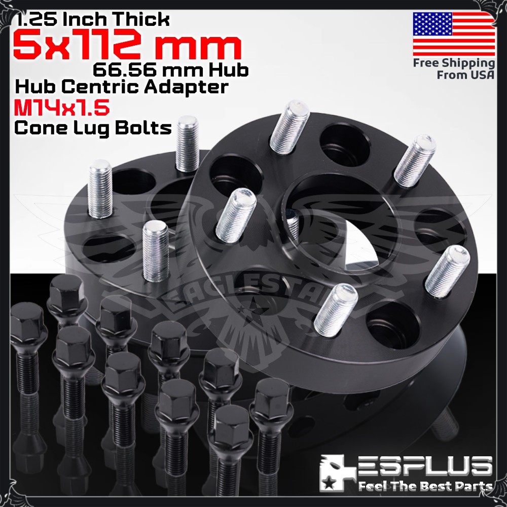 2x Mercedes 5x112 66.56 C.B. Hub-Centric Adapter M12x1.5 Hub to M14x1.5 Wheel