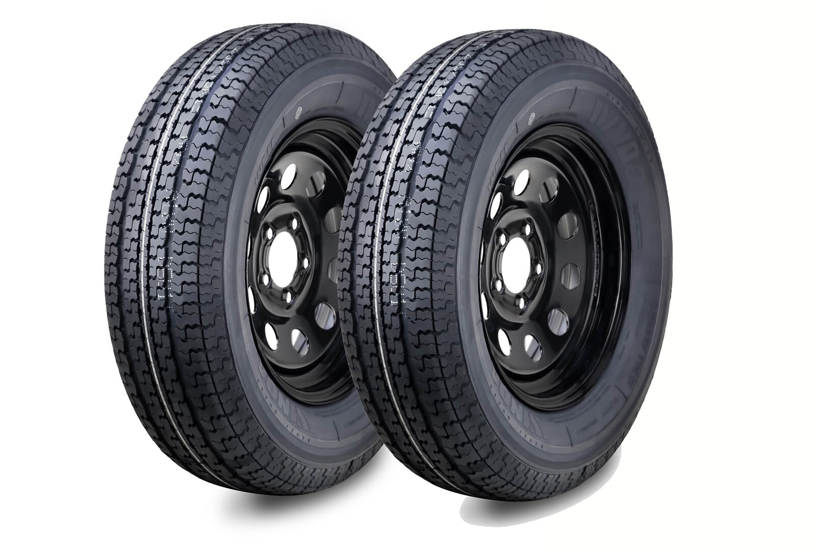 2 WINDA Trailer Tire Assembly ST205/75R14 8-Ply Black Mod Rim 5 Lug on 4.5\