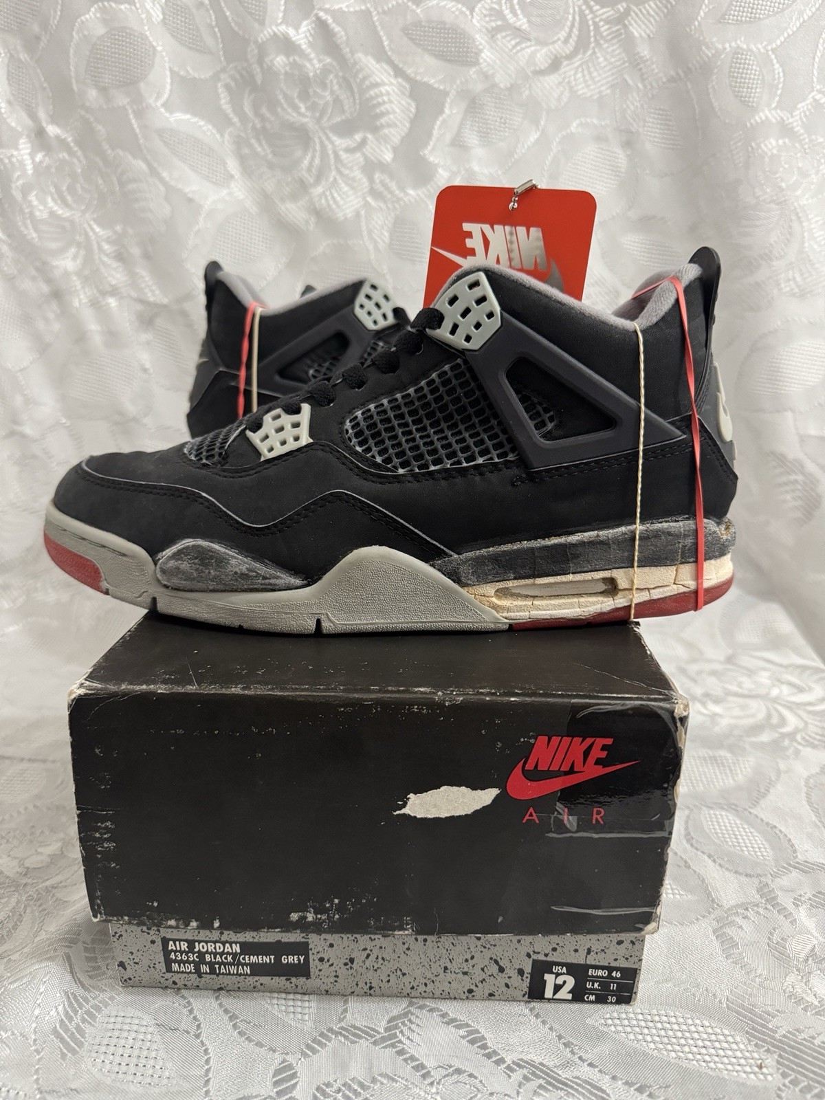 VINTAGE 1989 1988 AIR JORDAN 4 IV 11 ORIGINAL BLACK CEMENT GREY RED OG FIRE V VI