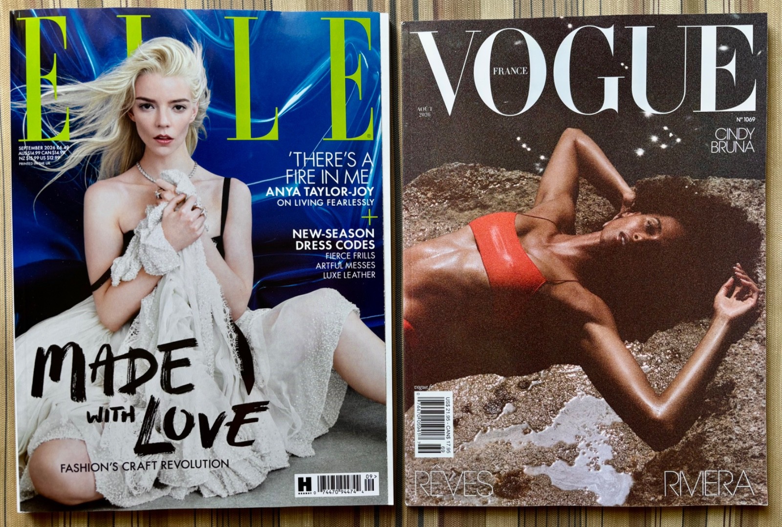 2 MAGAZINES Collection VOGUE France BRITISH Elle UK September 2026 Bazaar ITALIA