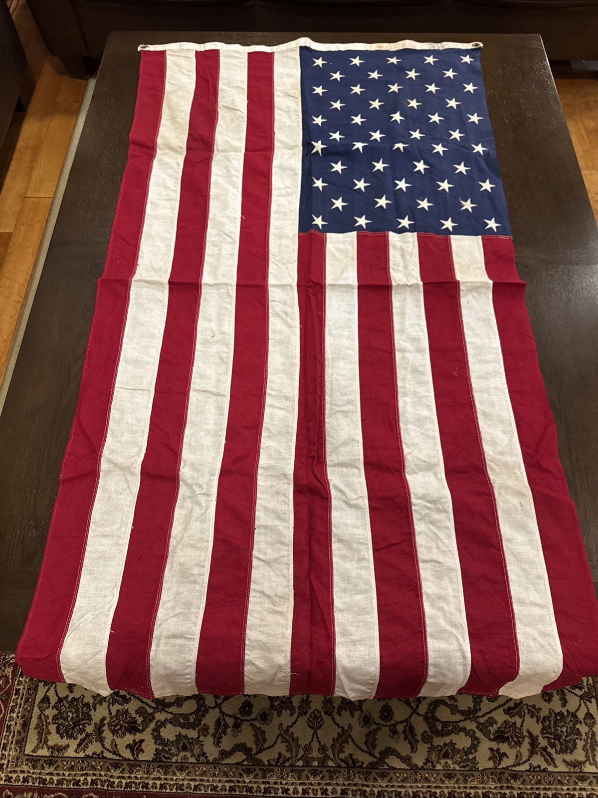 Vtg American Sherritt Flag Co Richmond VA  30”x61” All Cotton Sewn 50 Star
