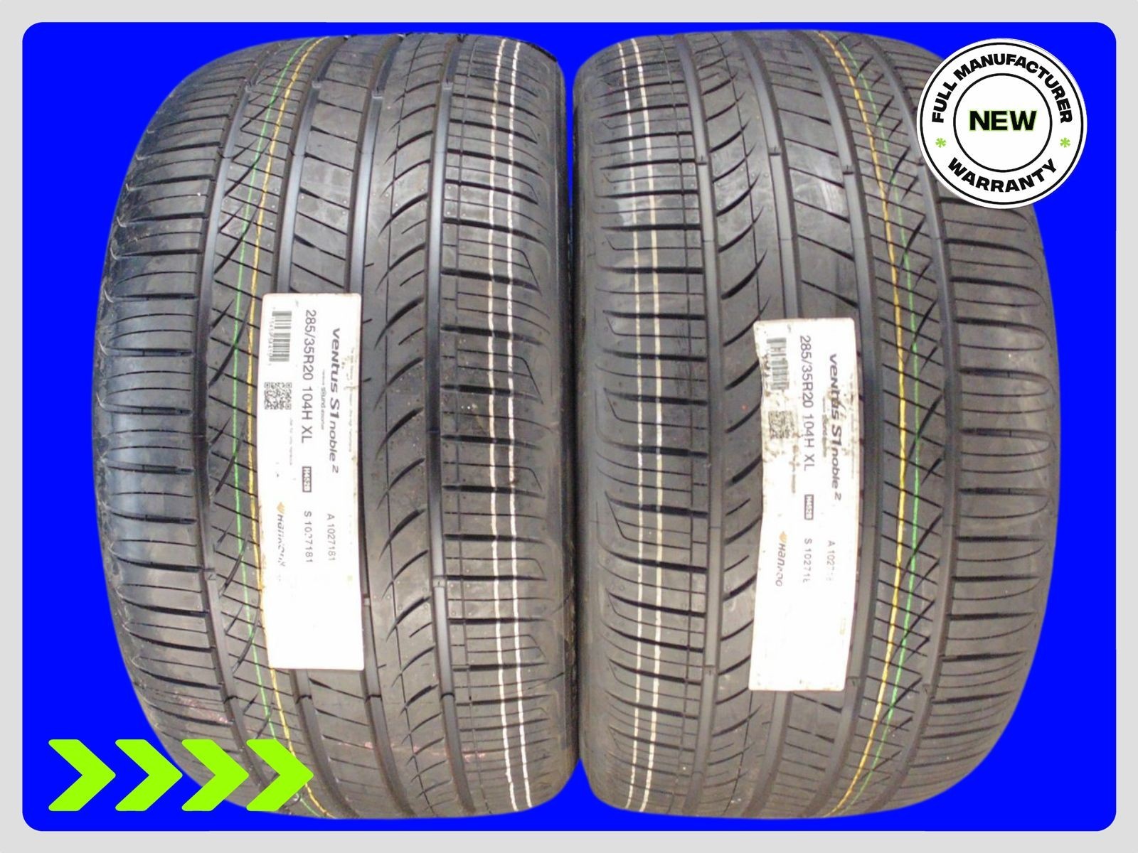 2 NEW HANKOOK VENTUS S1 NOBLE 2 MOE-S KONTROL HRS XL RFT 285/35R20 TIRES 104H
