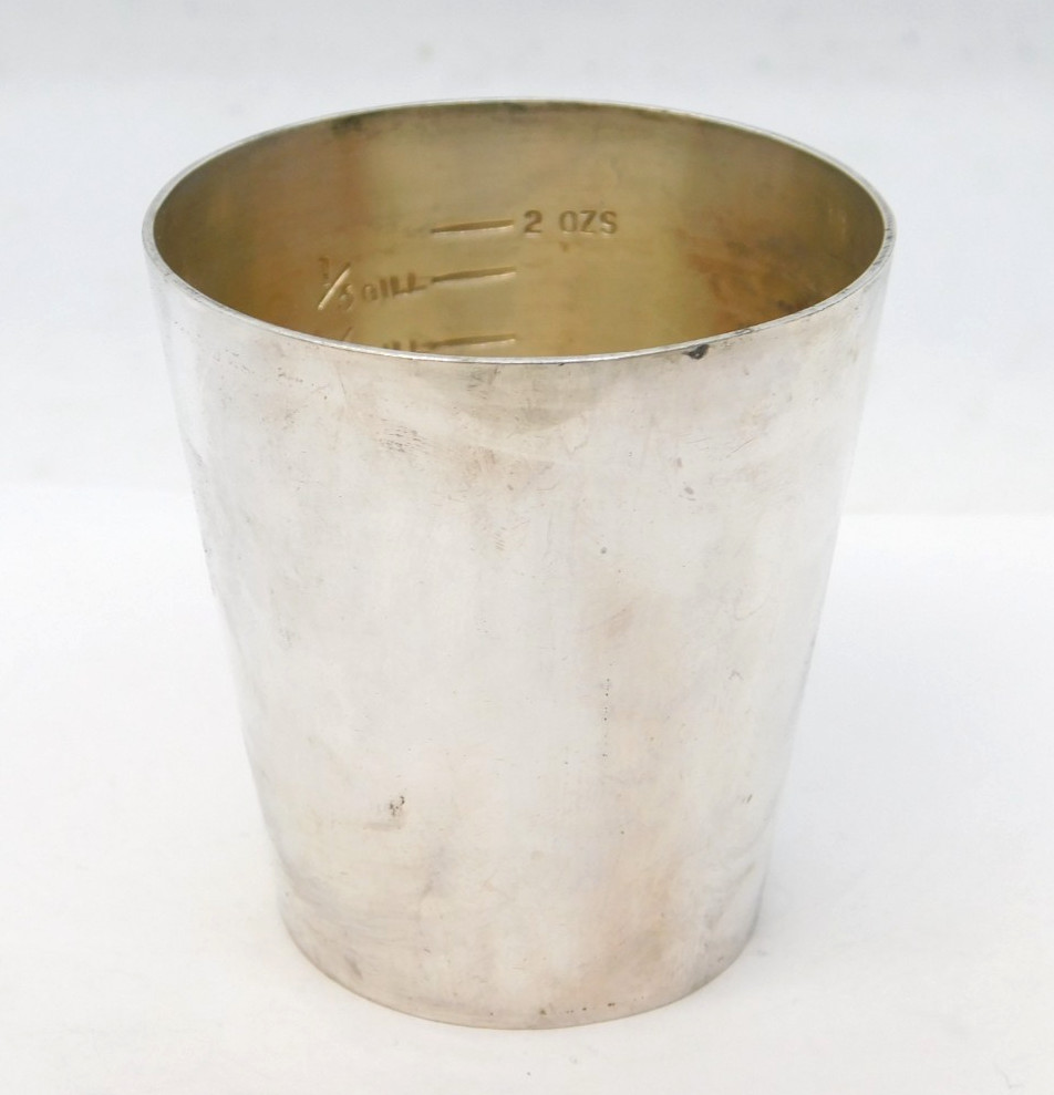 Dunhill Silver Plated Shot Measure & Bottle Opener Combination Shot Cup Antique
