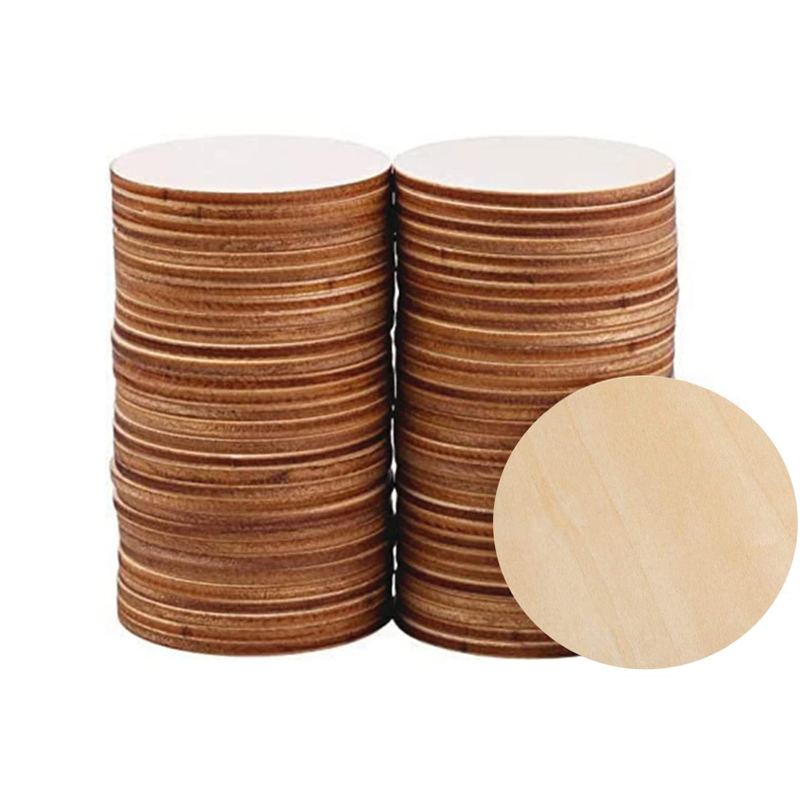 60 Pack 4 Inch Wood Circles for Crafts, Unfinished Wooden Rounds 4 in 