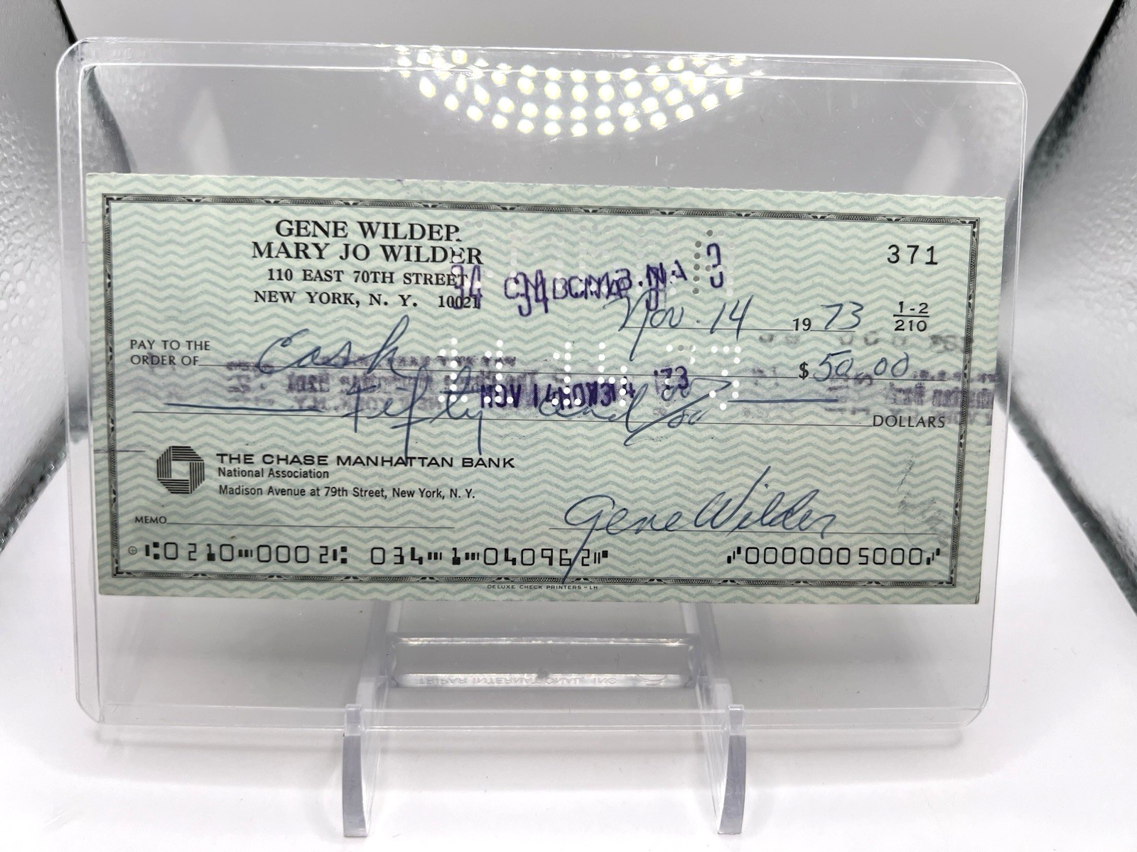 1973 Gene Wilder Signed Autographed Check JSA COA Willy Wonka 11/14/73 RARE 1973 Gene Wilder Signed Autographed Check JSA COA Willy Wonka 11/14/73 RARE