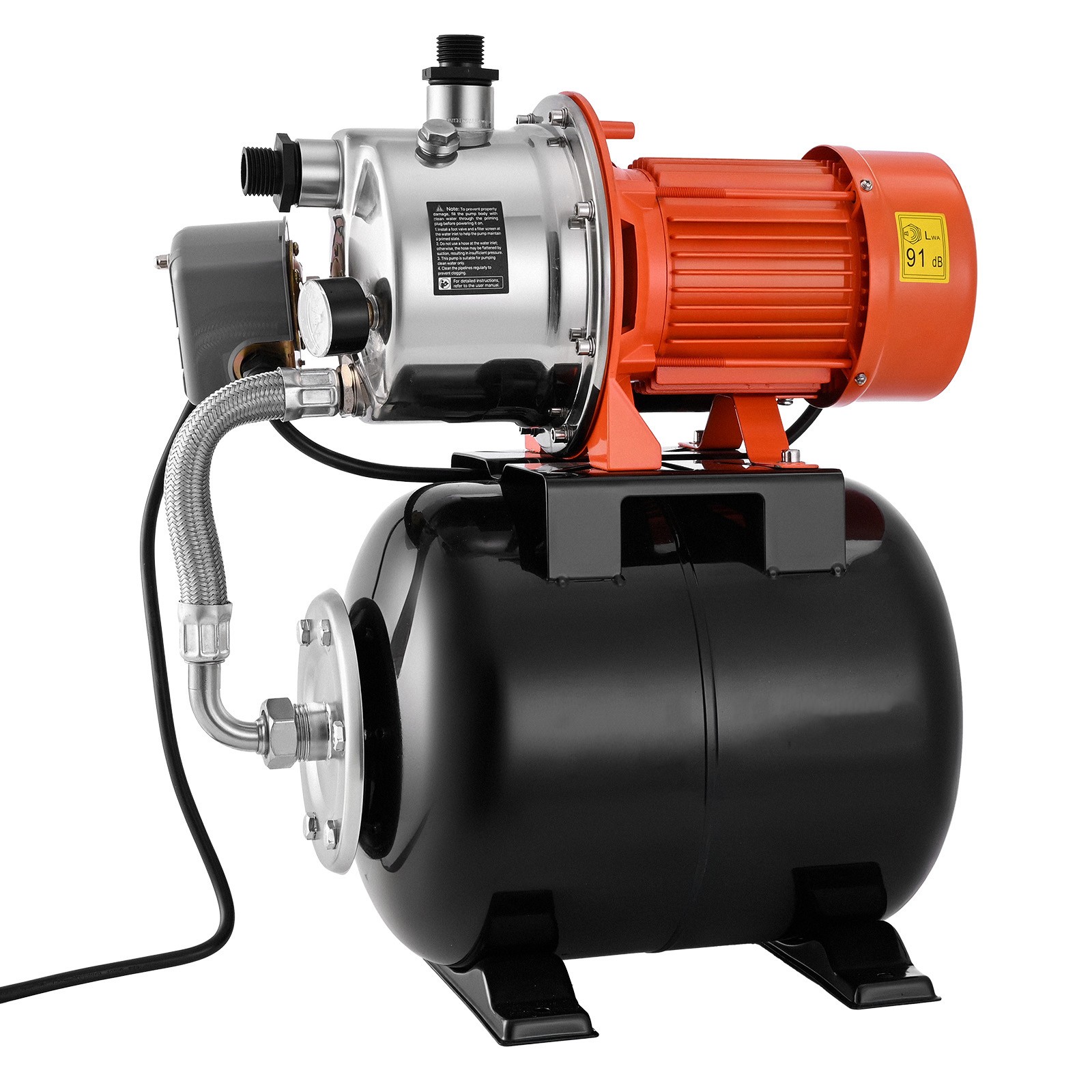 Uimoso 1.6 HP Stainless Steel Shallow Well Pump with Pressure Tank, 1320 GPH