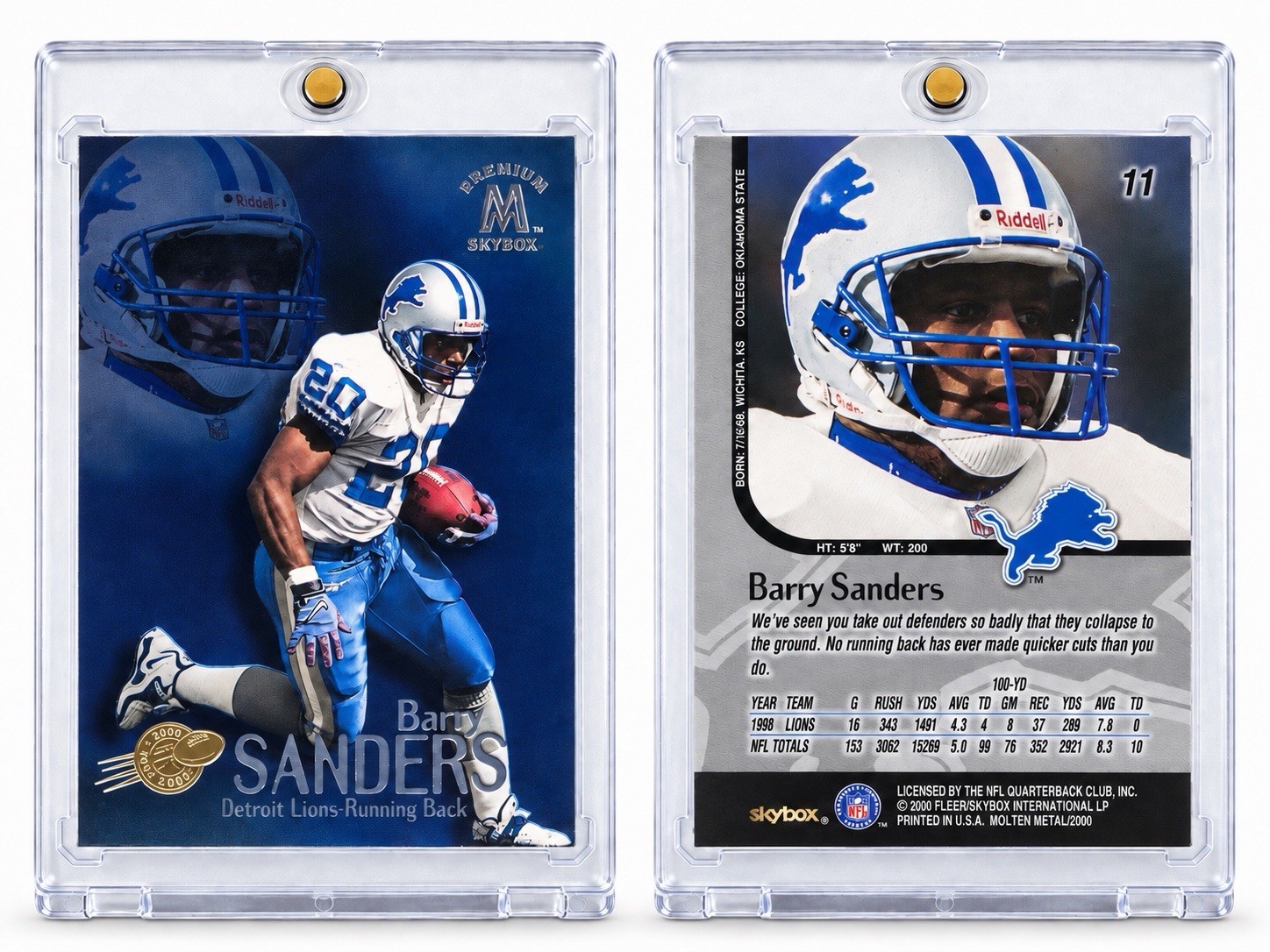 1999 Skybox Molten Metal - Barry Sanders #11 Millennium Gold
