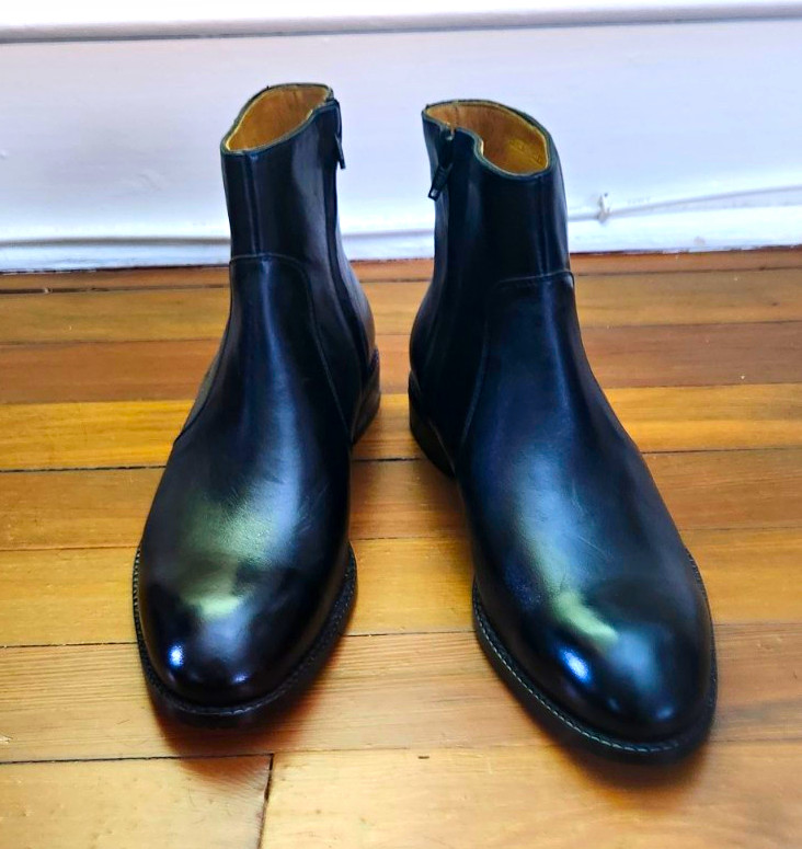 Beckett Simonon Black Leather Ankle Chelsea Boots Zip Closure Men\'s US 7