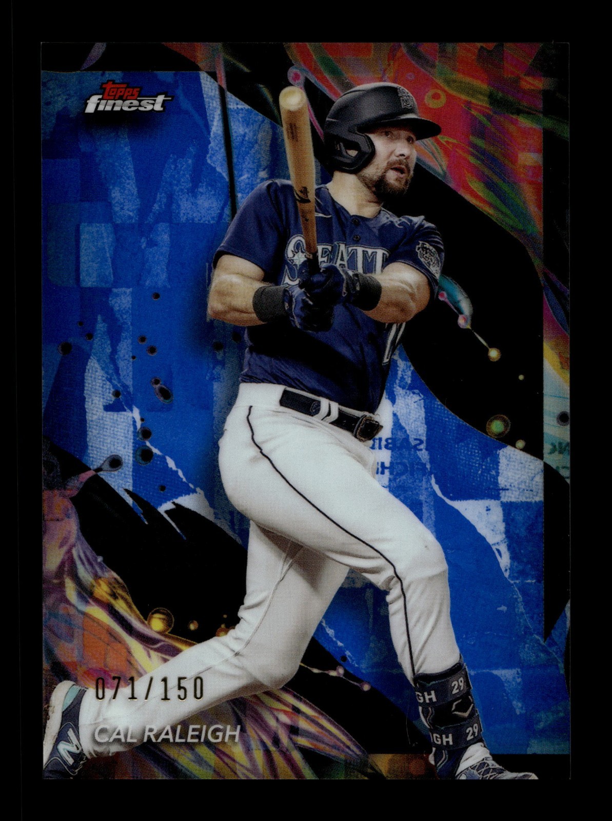 2024 Topps Finest Blue Refractor #151 Cal Raleigh 71/150 MARINERS