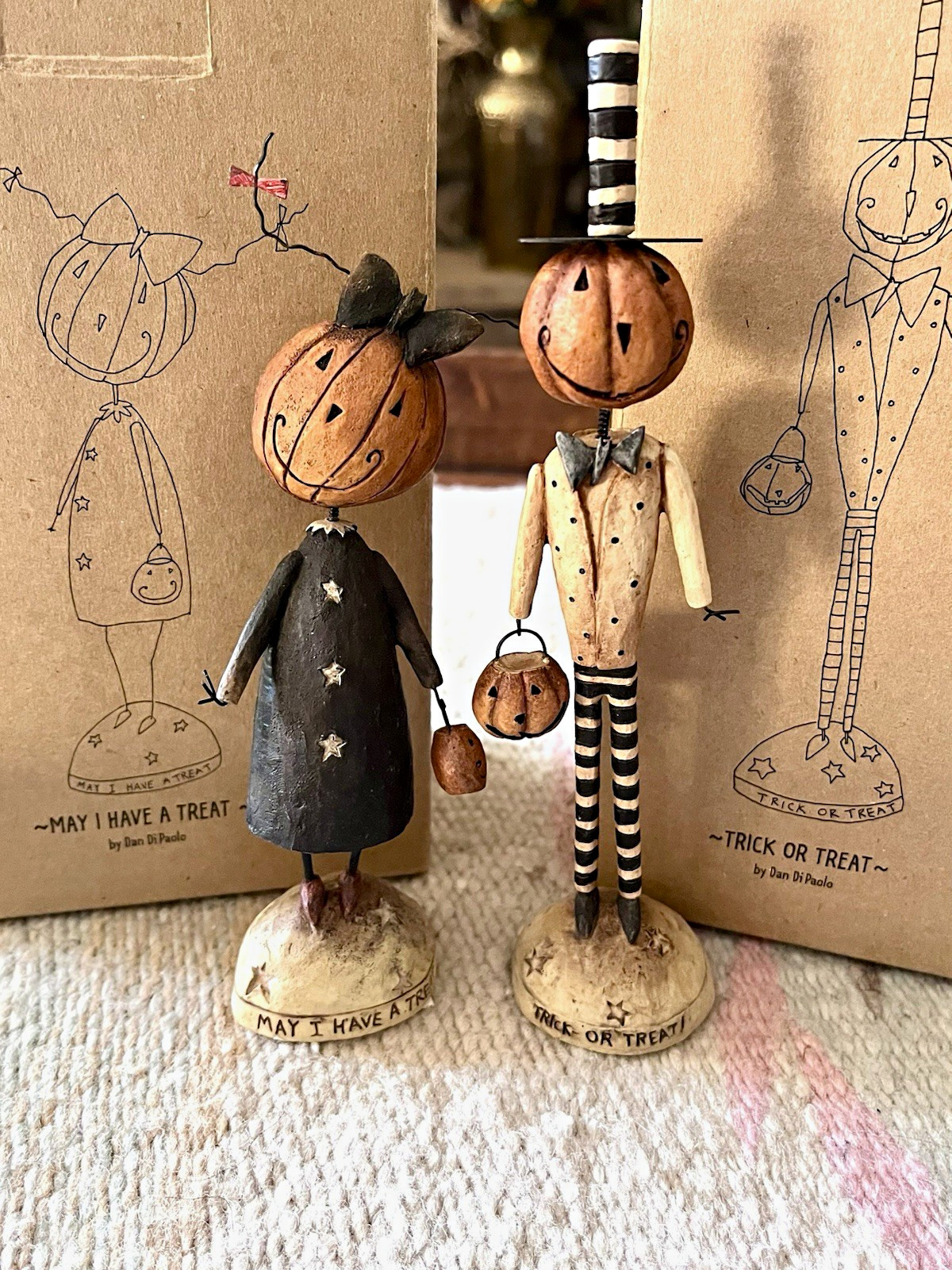 VTG August Moon Moonbeams Hand Painted Pumpkin Figurines Set by Dan DiPaolo VTG August Moon Moonbeams Hand Painted Pumpkin Figurines Set by Dan DiPaolo
