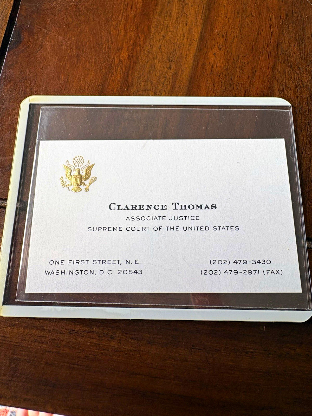Justice Clarence Thomas US United States Supreme Court Personal Business Card