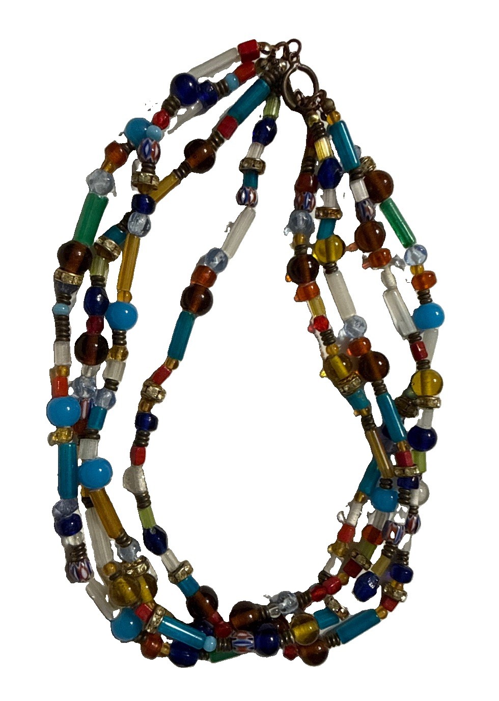 Vintage Venetian Murano 4 strand Glass Bead Necklace, RARE BEAUTIFUL Vintage Venetian Murano 4 strand Glass Bead Necklace, RARE BEAUTIFUL