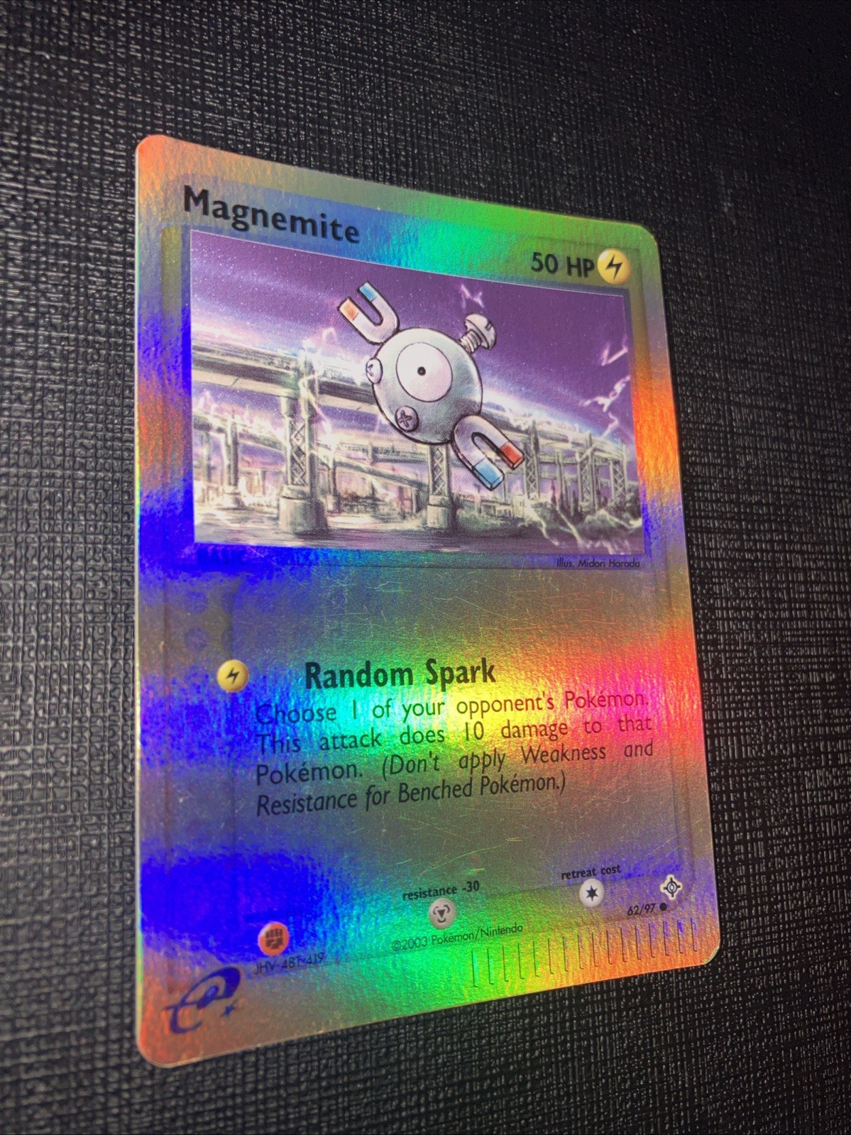Vintage 2003 Pokemon Magnemite Reverse Holo Card 62/97 Rare LP Vintage 2003 Pokemon Magnemite Reverse Holo Card 62/97 Rare LP