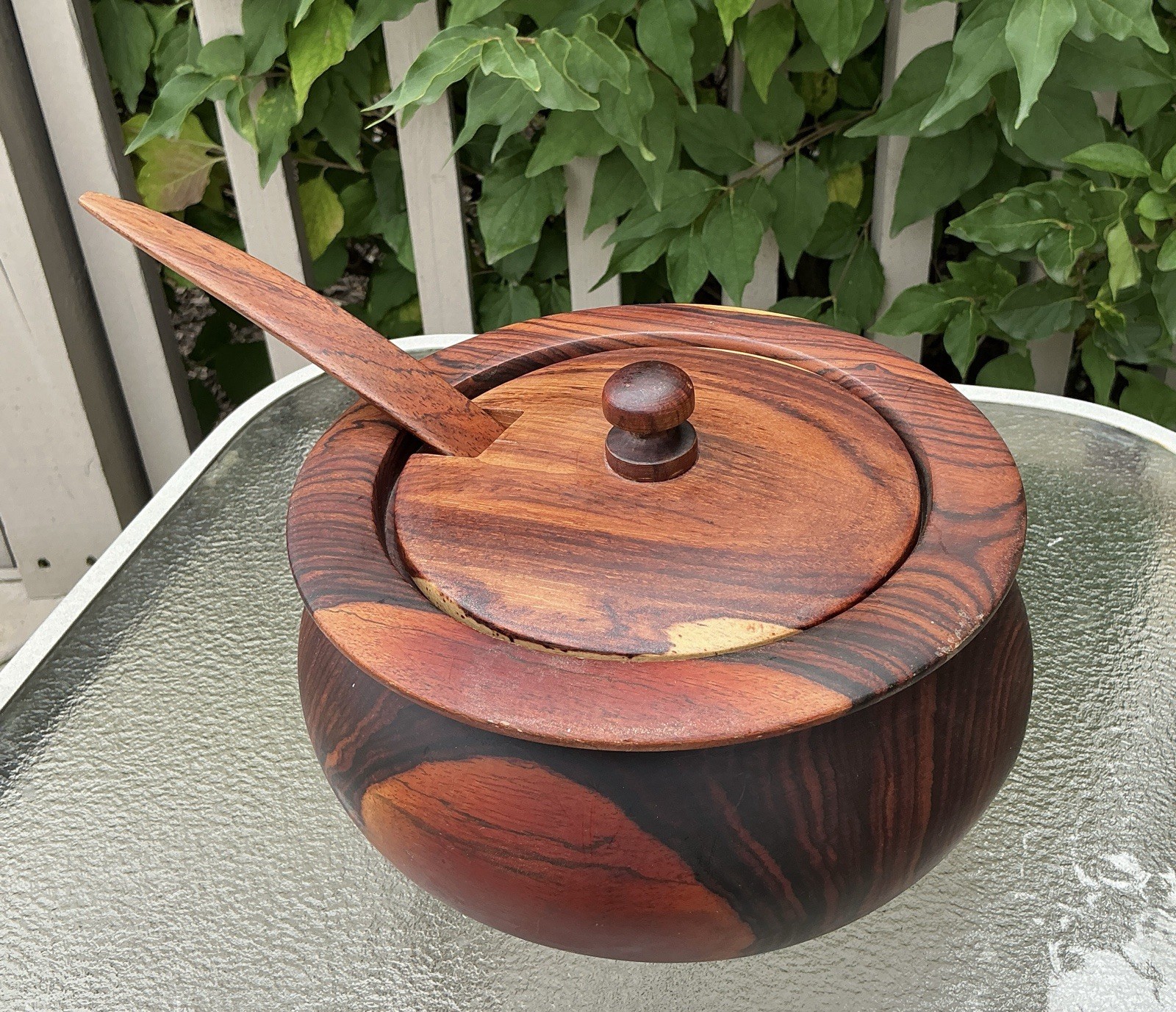Lg Handcrafted Turned Cocobolo Wood Tureen 8