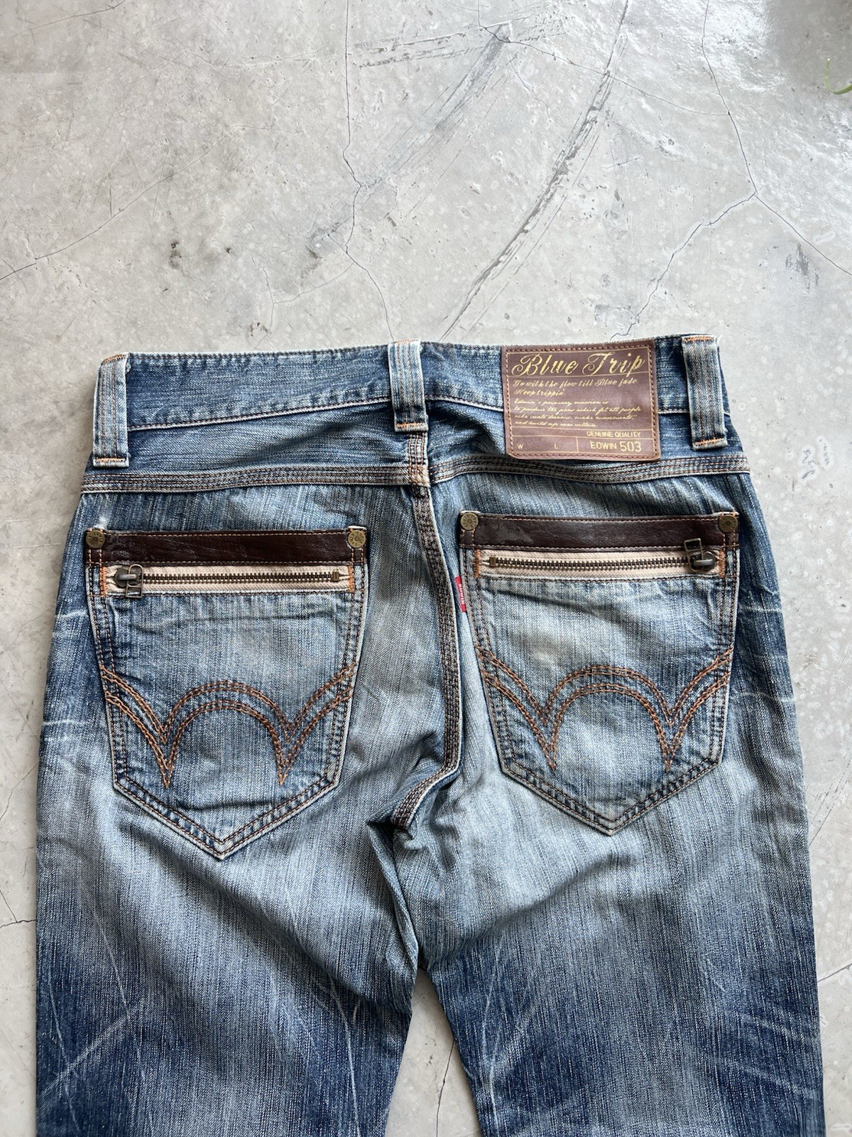 Vintage 90s Edwin Blue Trip W30 Actual 30x32