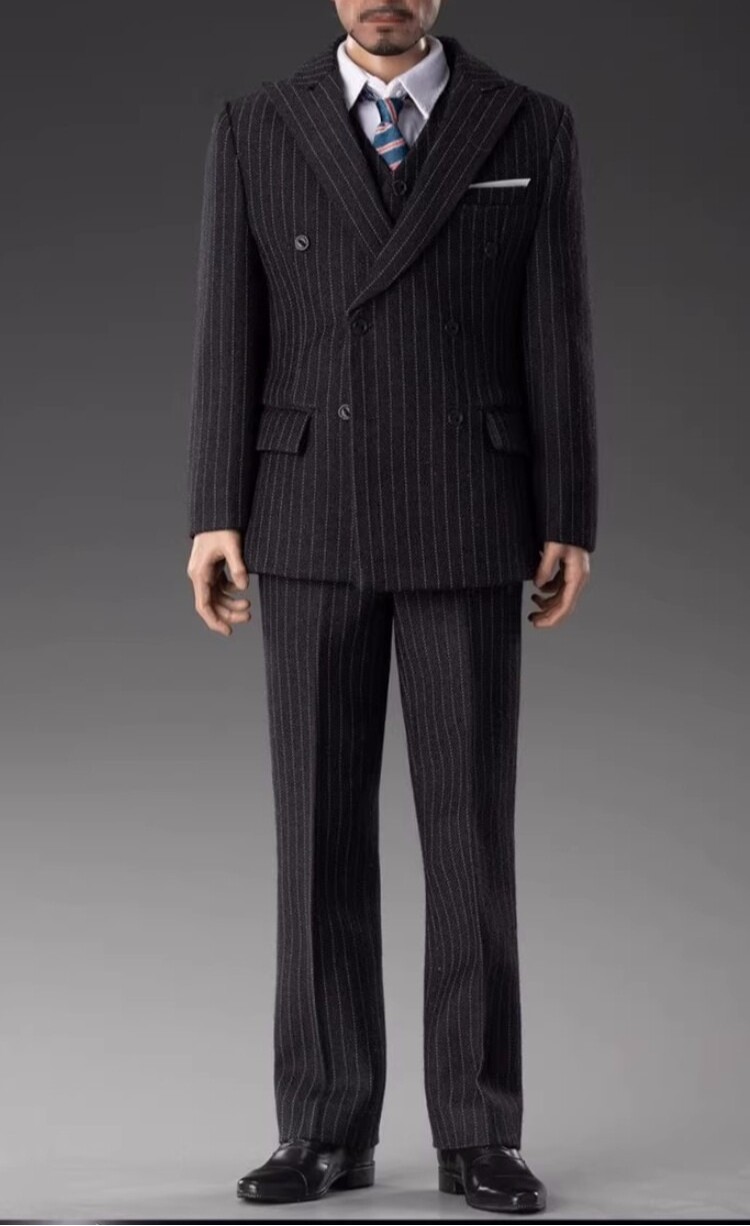 1Set 1/6 Male Narrow Shoulder Black Gentleman Suit Fits for 12