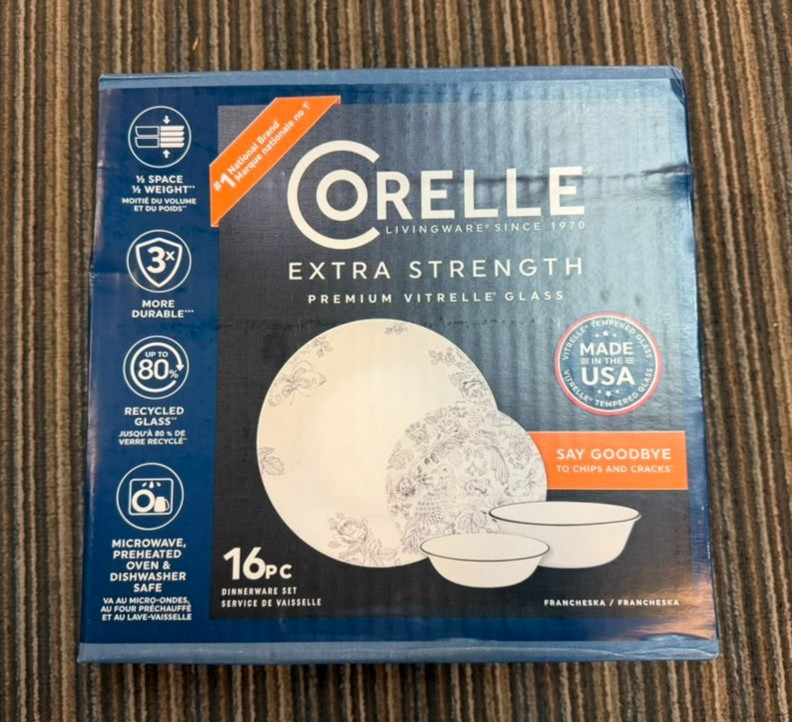 Corelle Livingware Francheska 16-Piece Vitrelle Glass Dinnerware Set Corelle Livingware Francheska 16-Piece Vitrelle Glass Dinnerware Set